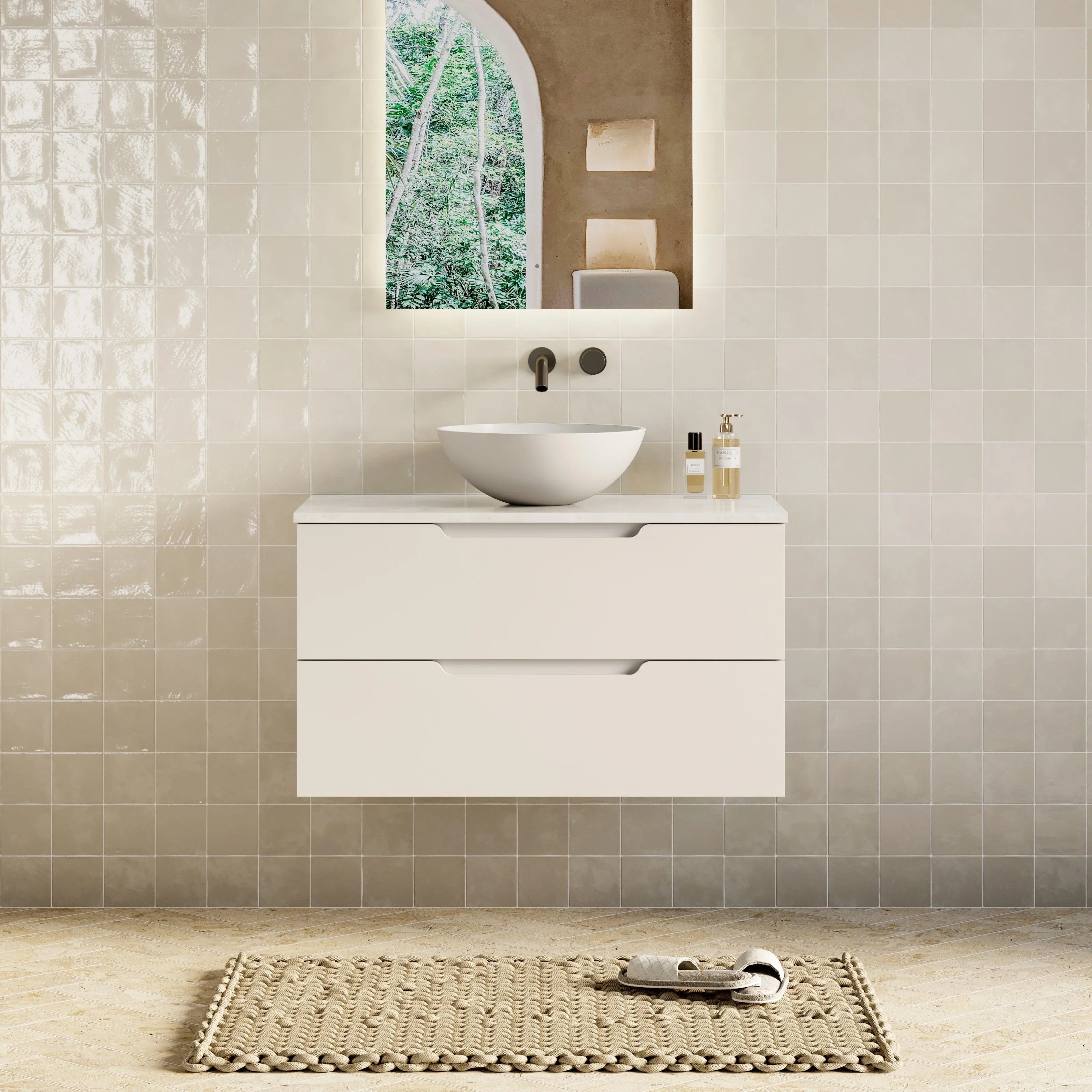 Milano Minimal Flat 900mm Wall Hung Vanity Matte White