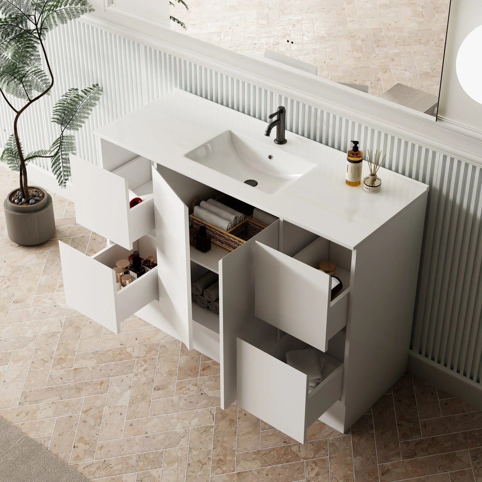 MILANO New Elegant 1200mm Freestanding Vanity - Ideal Bathroom CentreEL - 1200