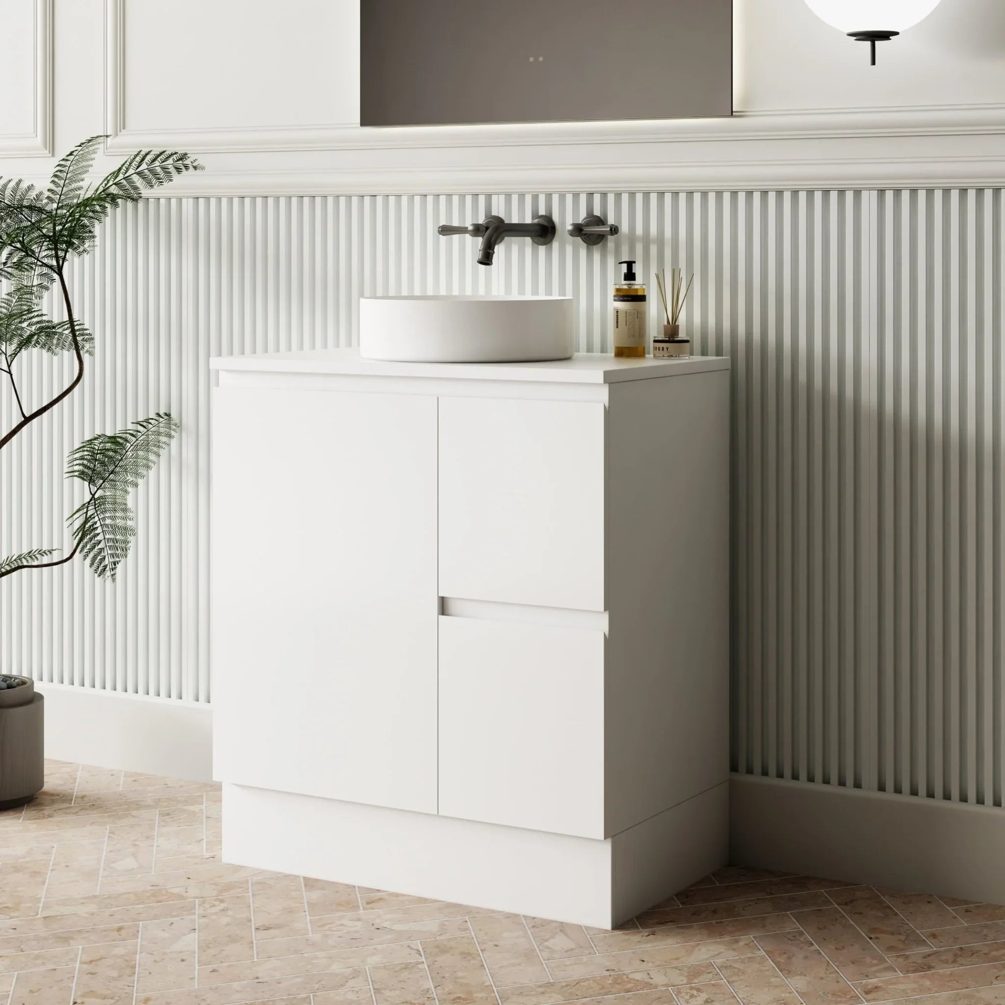 MILANO New Elegant 750mm Freestanding Vanity - Ideal Bathroom CentreEL - 750RHRight Hand Drawer