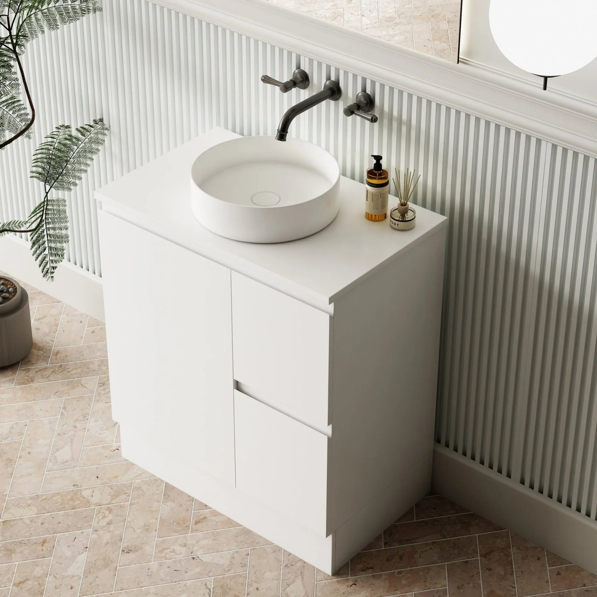 MILANO New Elegant 750mm Freestanding Vanity - Ideal Bathroom CentreEL - 750RHRight Hand Drawer