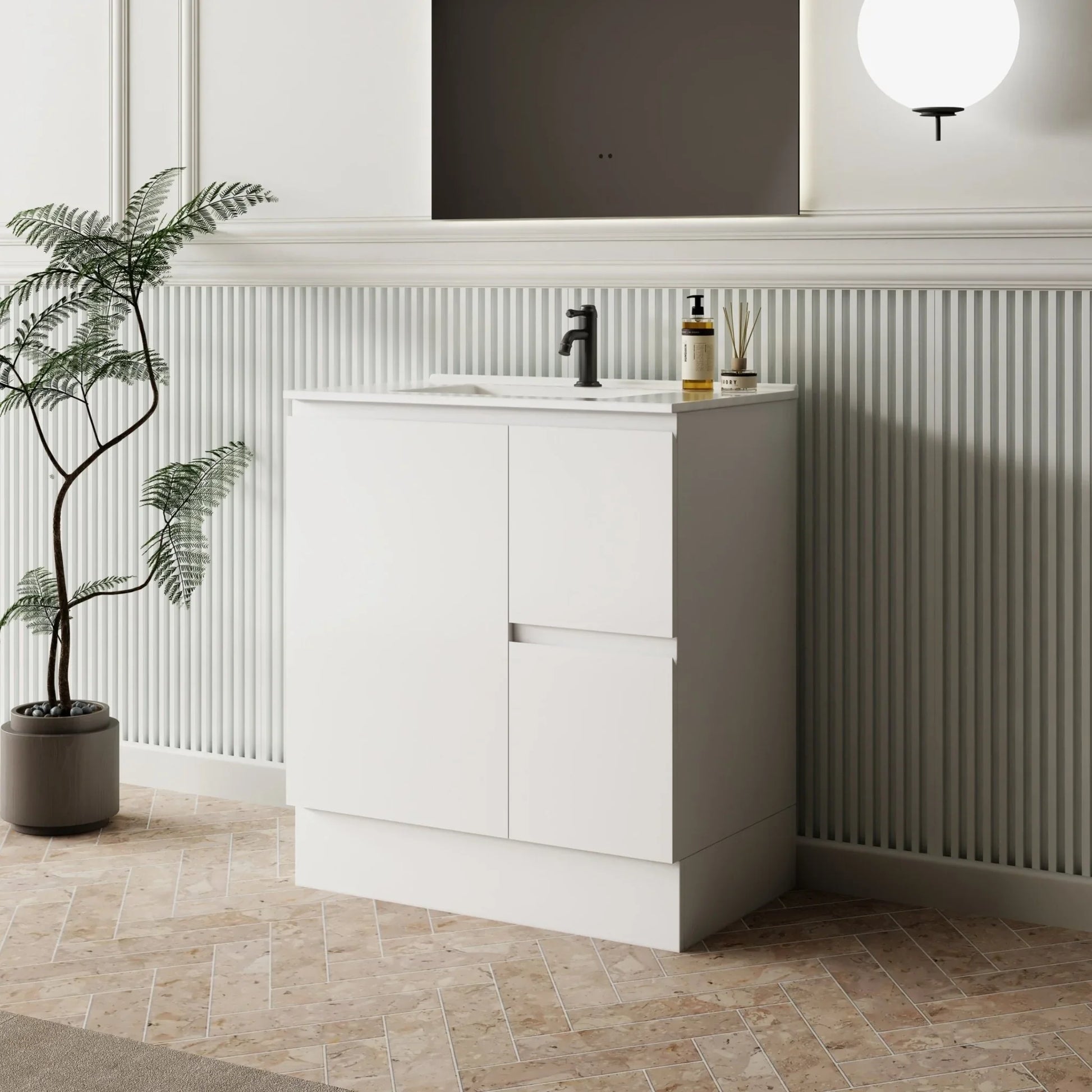 MILANO New Elegant 750mm Freestanding Vanity - Ideal Bathroom CentreEL - 750RHRight Hand Drawer