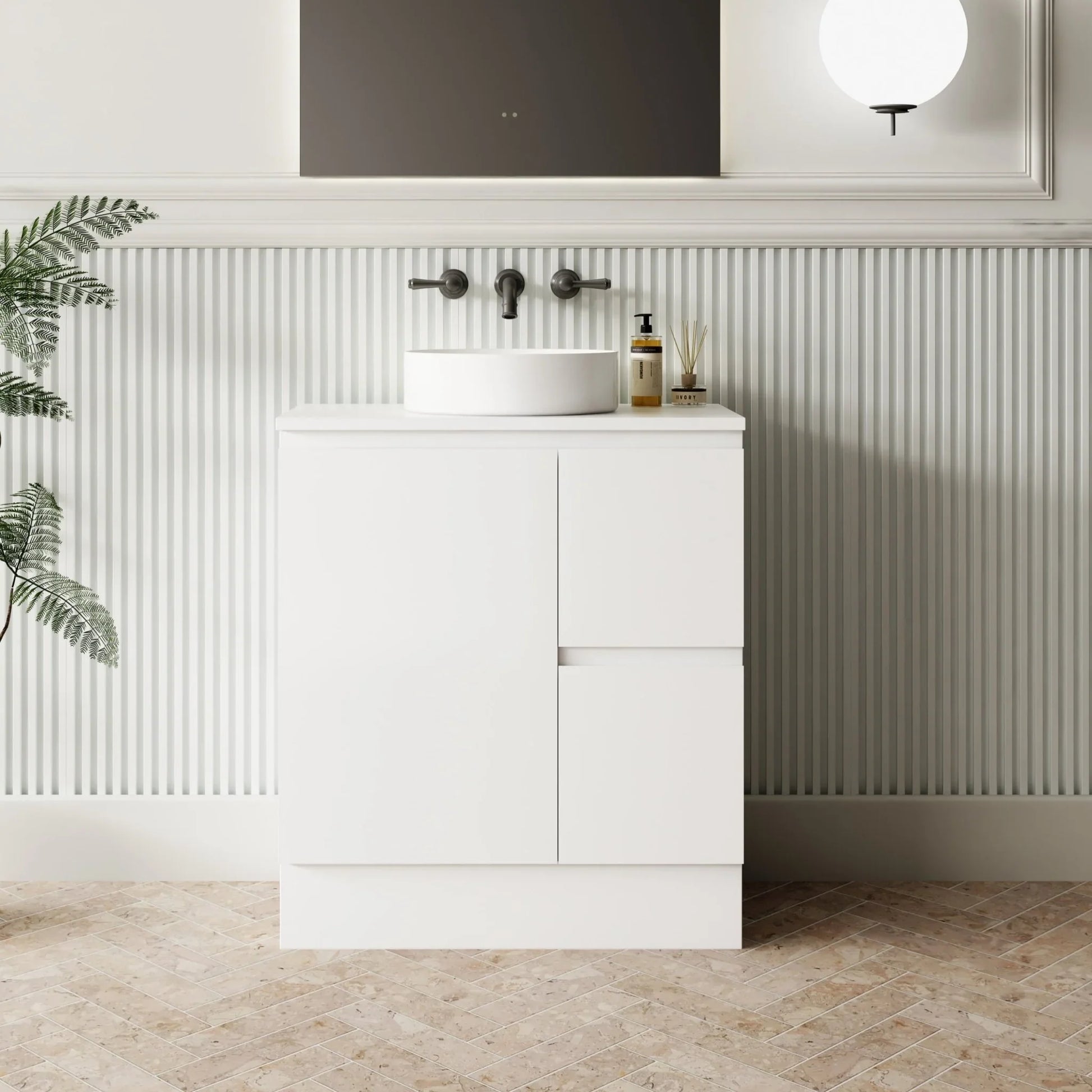 MILANO New Elegant 750mm Freestanding Vanity - Ideal Bathroom CentreEL - 750RHRight Hand Drawer