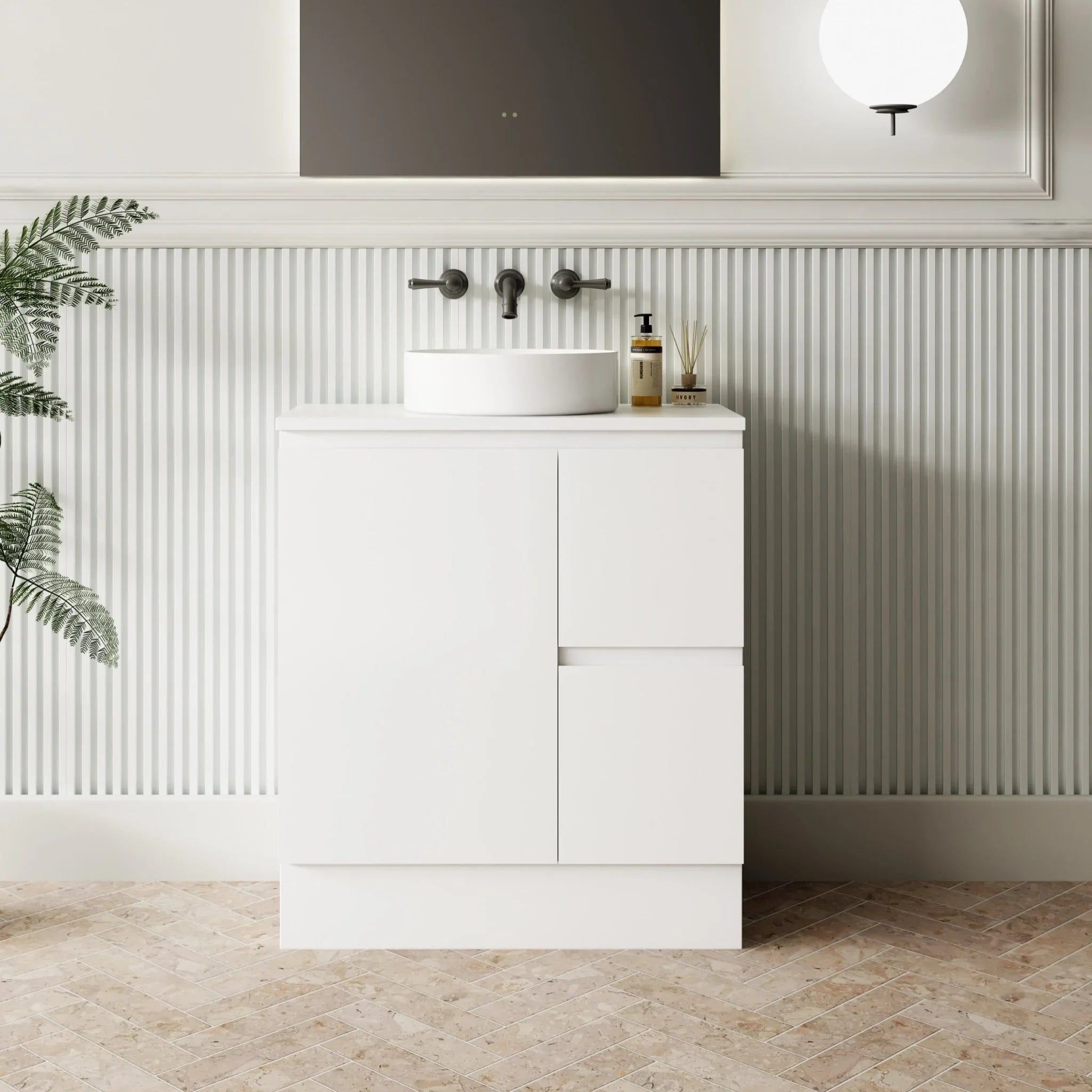 MILANO New Elegant 750mm Freestanding Vanity - Ideal Bathroom CentreEL - 750RHRight Hand Drawer