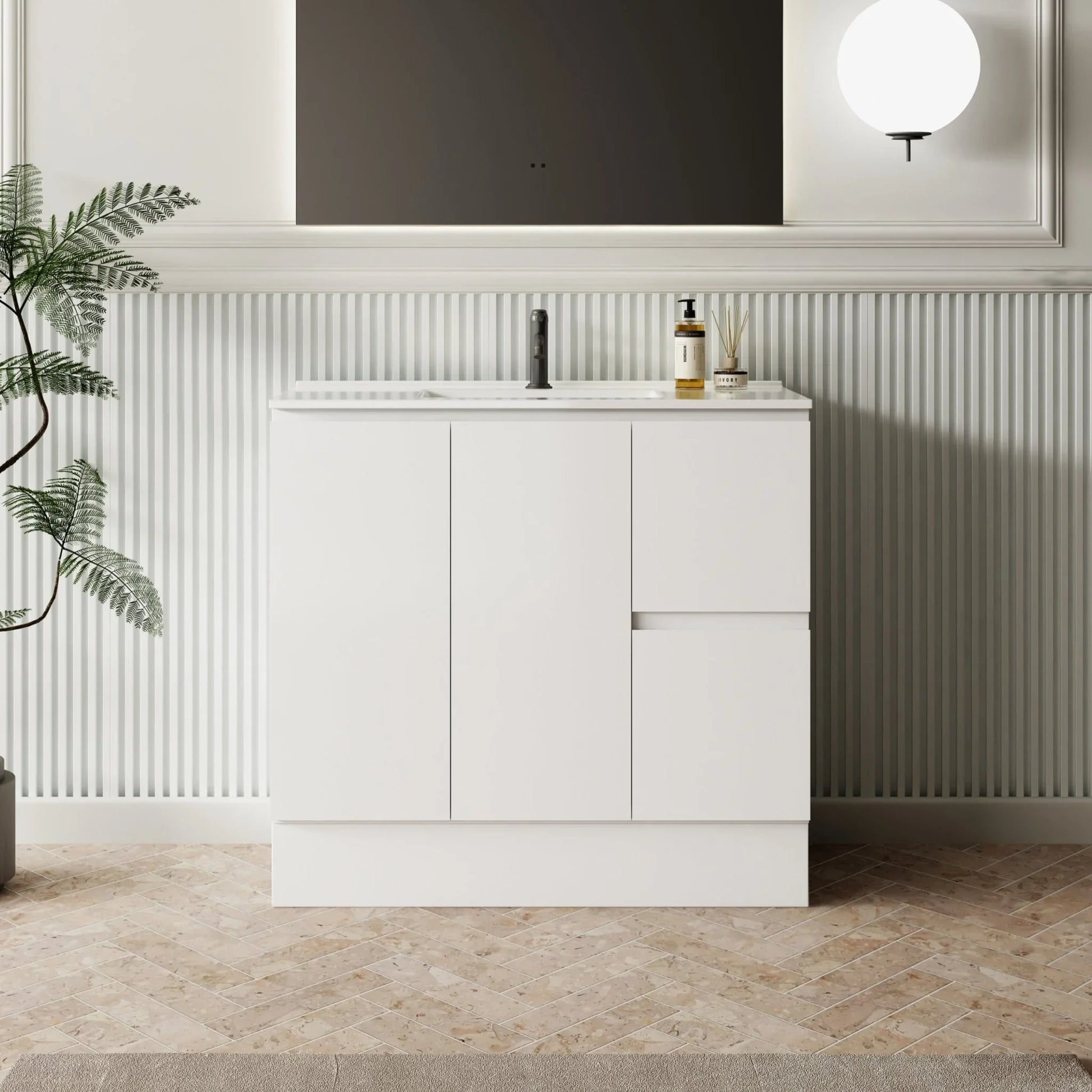 MILANO New Elegant 900mm Freestanding Vanity - Ideal Bathroom CentreEL - 900RHRight Hand Drawer