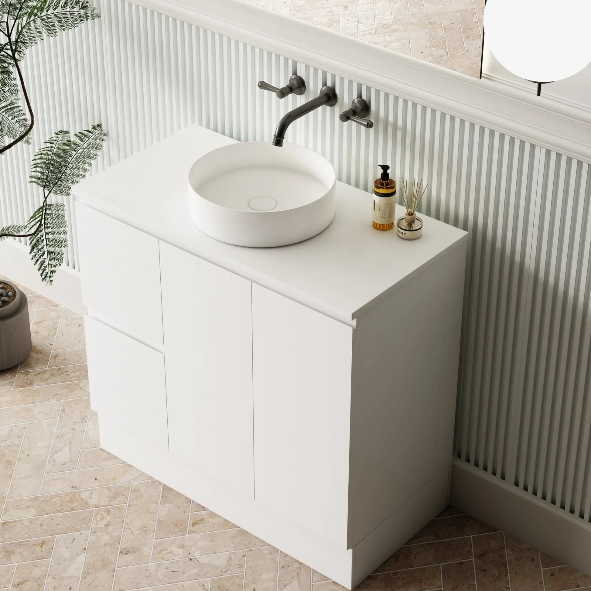 MILANO New Elegant 900mm Freestanding Vanity - Ideal Bathroom CentreEL - 900LHLeft Hand Drawer
