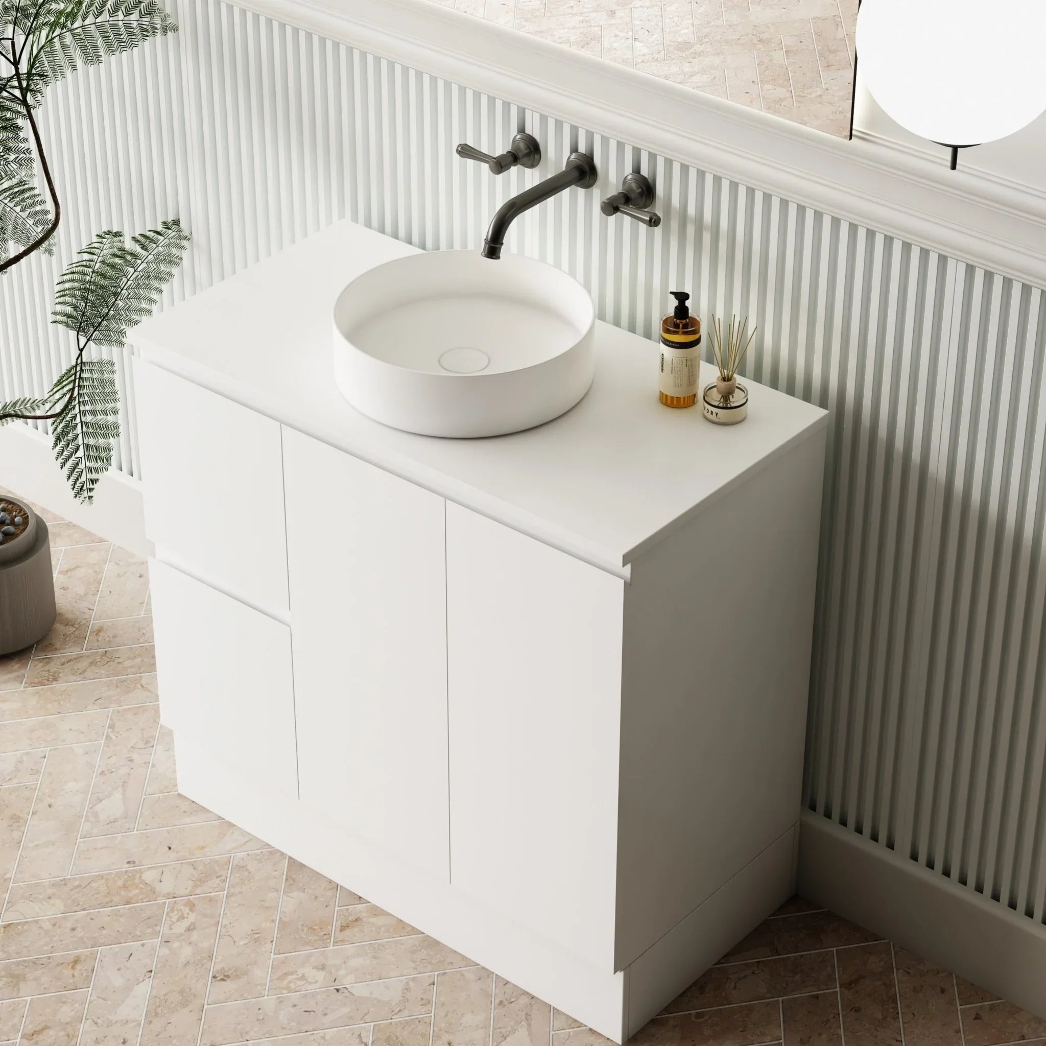 MILANO New Elegant 900mm Freestanding Vanity - Ideal Bathroom CentreEL - 900LHLeft Hand Drawer