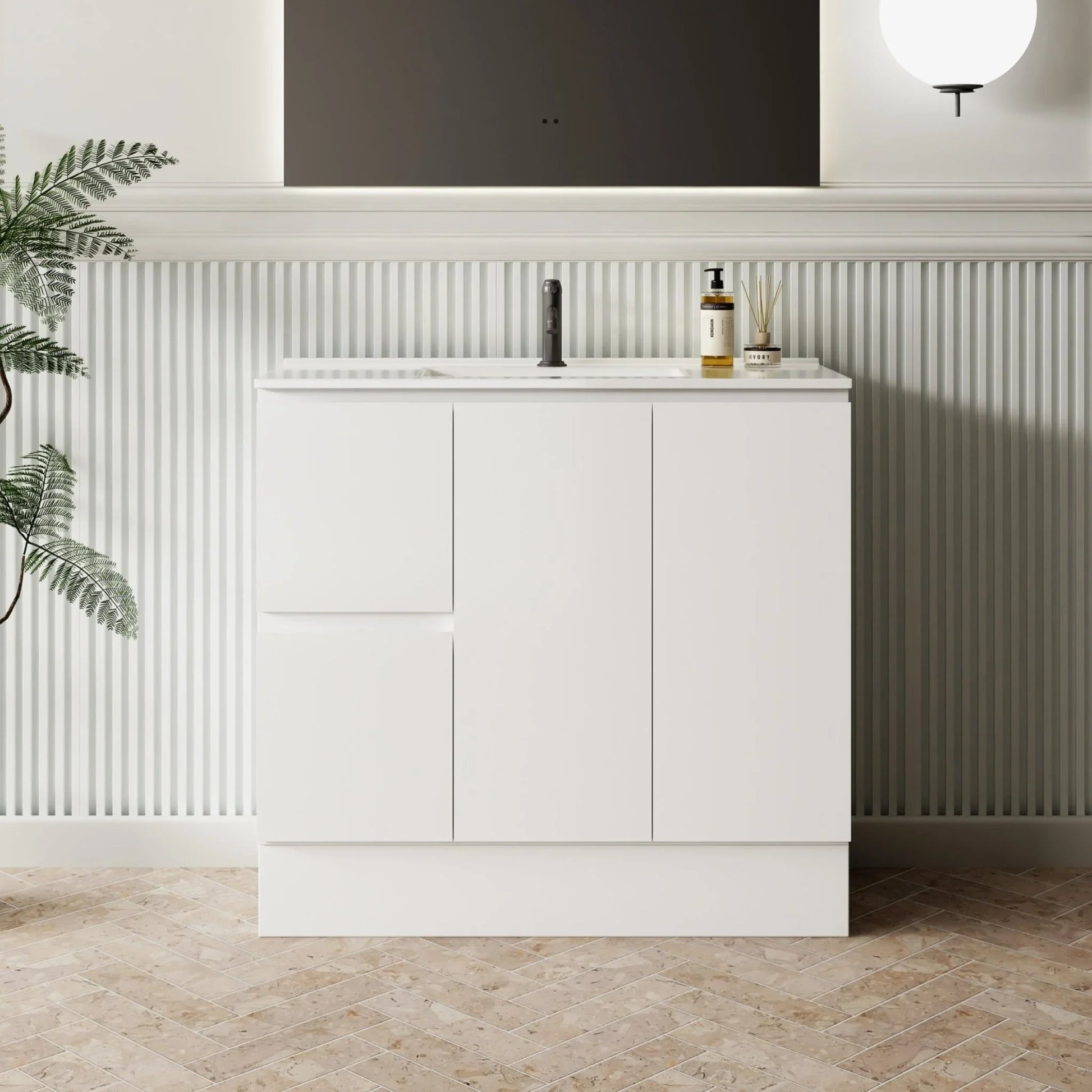 MILANO New Elegant 900mm Freestanding Vanity - Ideal Bathroom CentreEL - 900LHLeft Hand Drawer