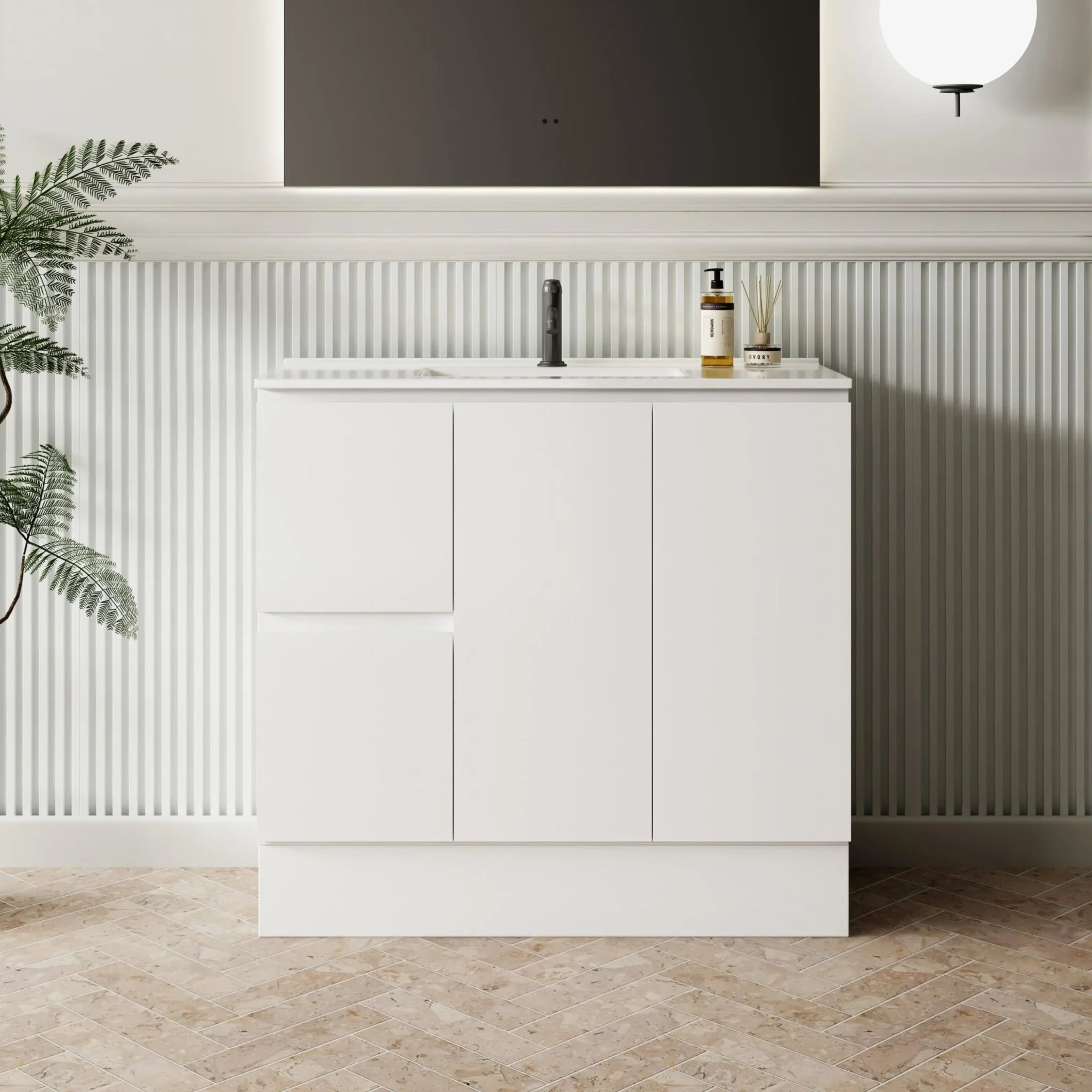 MILANO New Elegant 900mm Freestanding Vanity - Ideal Bathroom CentreEL - 900LHLeft Hand Drawer