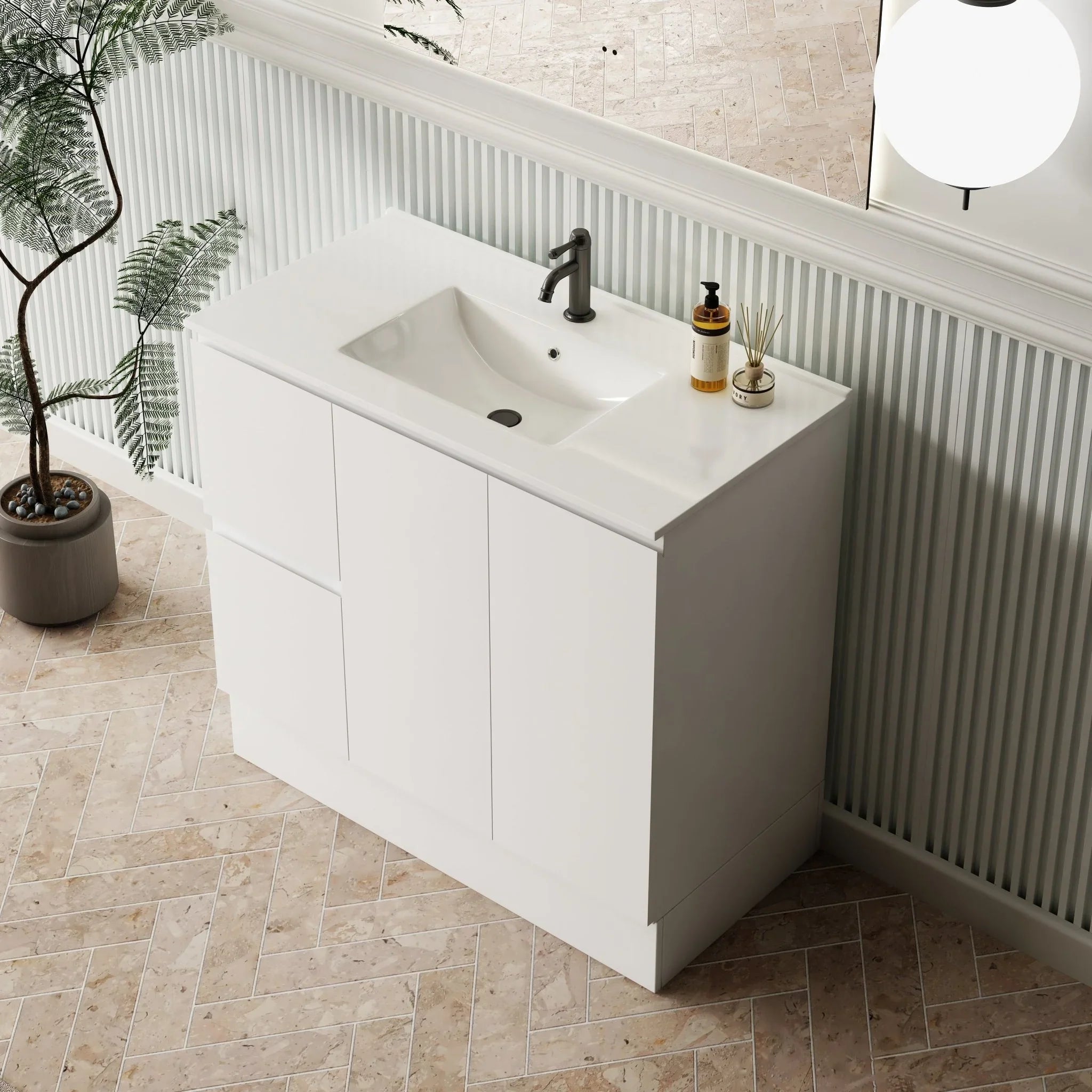 MILANO New Elegant 900mm Freestanding Vanity - Ideal Bathroom CentreEL - 900LHLeft Hand Drawer