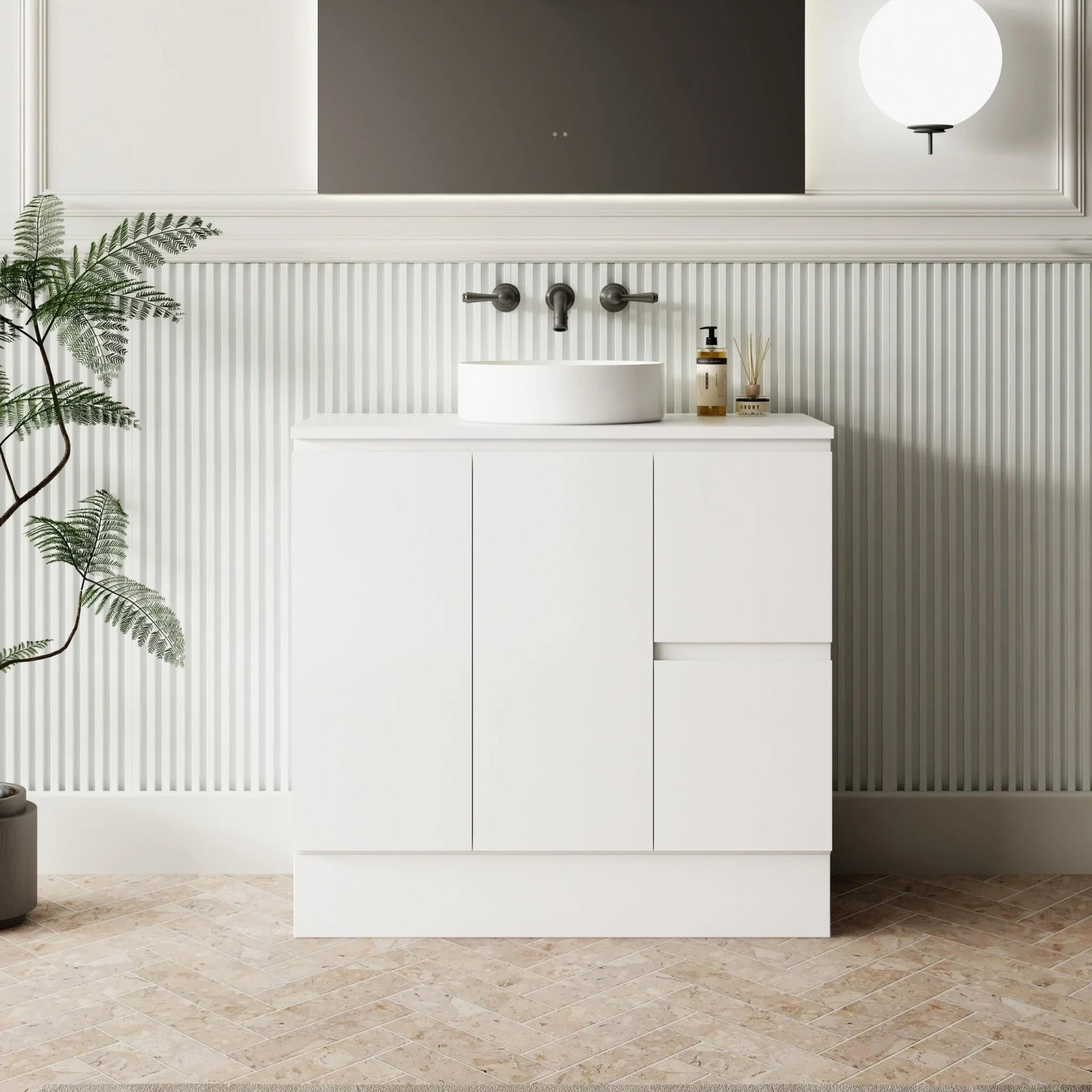 MILANO New Elegant 900mm Freestanding Vanity - Ideal Bathroom CentreEL - 900LHLeft Hand Drawer