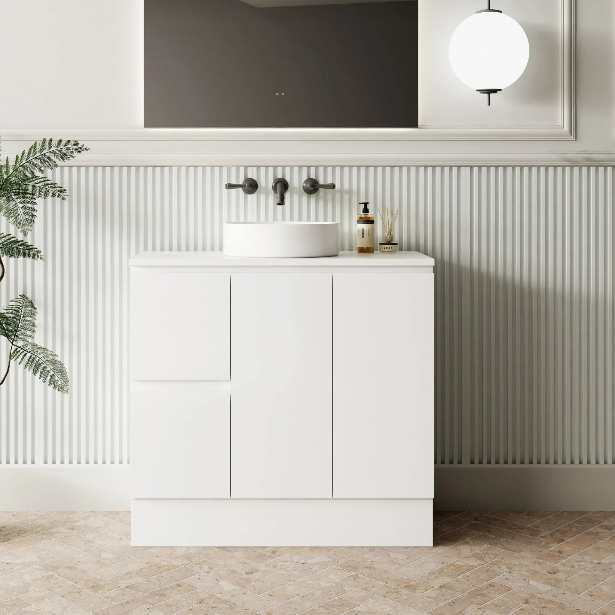 MILANO New Elegant 900mm Freestanding Vanity - Ideal Bathroom CentreEL - 900LHLeft Hand Drawer
