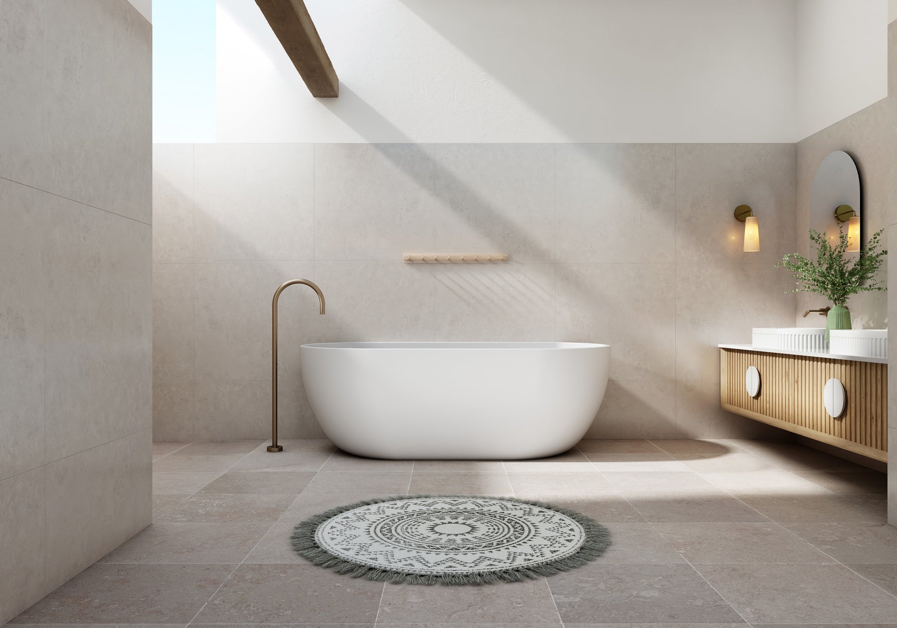 Milano Oval Back to Wall Freestanding Bath