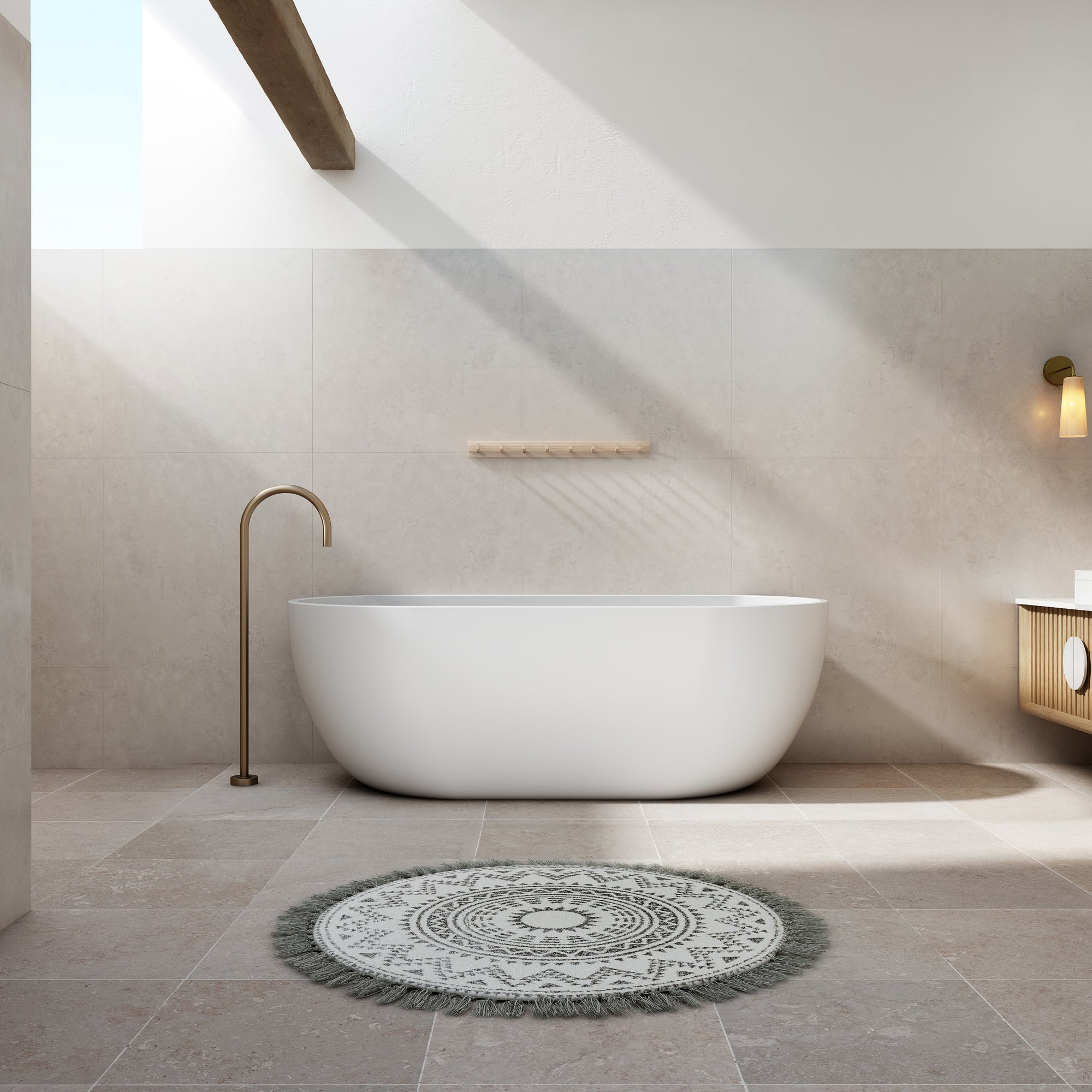 Milano Oval Back to Wall Freestanding Bath