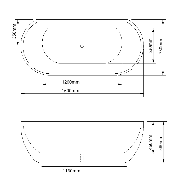 Milano Oval Back To Wall Bath-Matte White