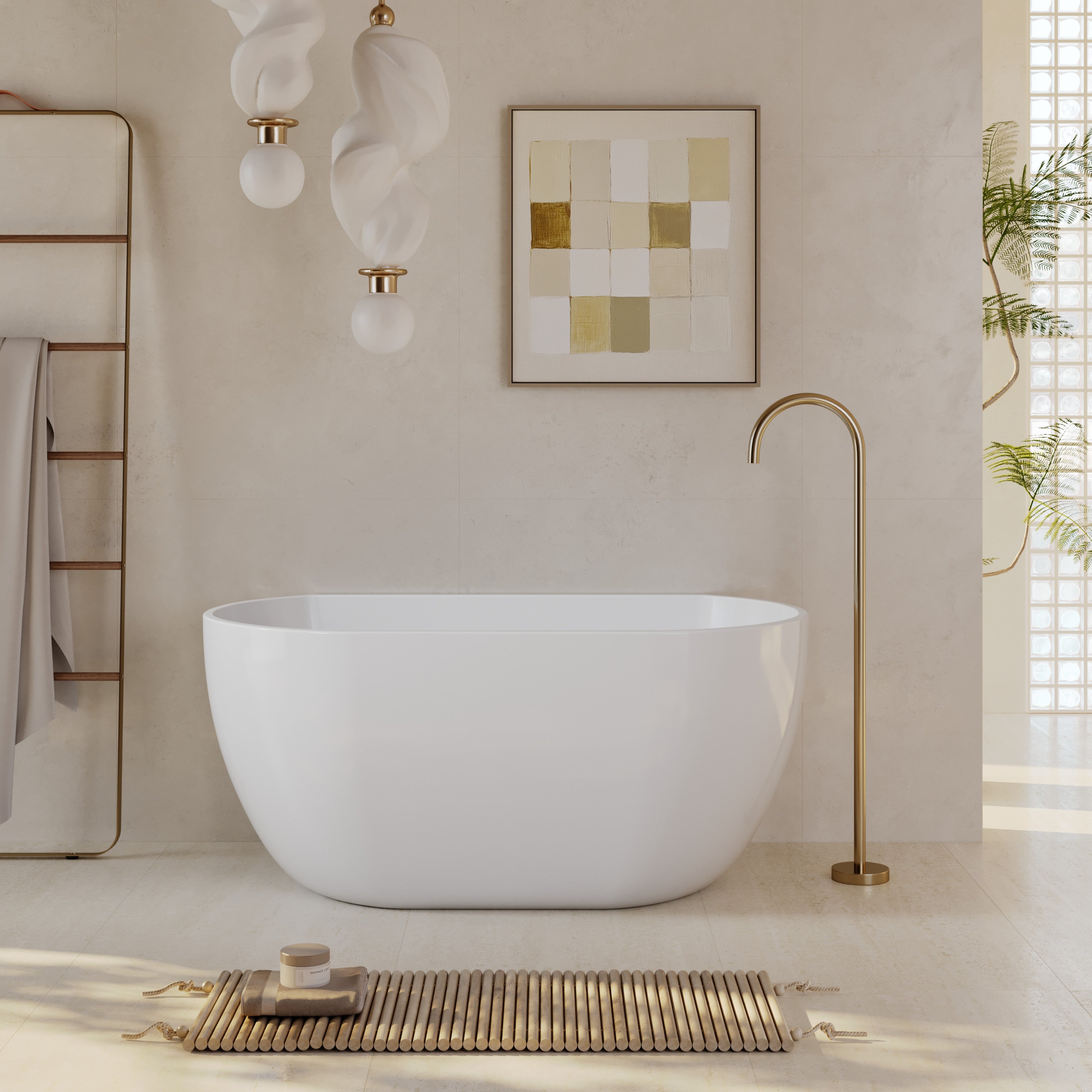 Milano Oval Back To Wall Bath Gloss White