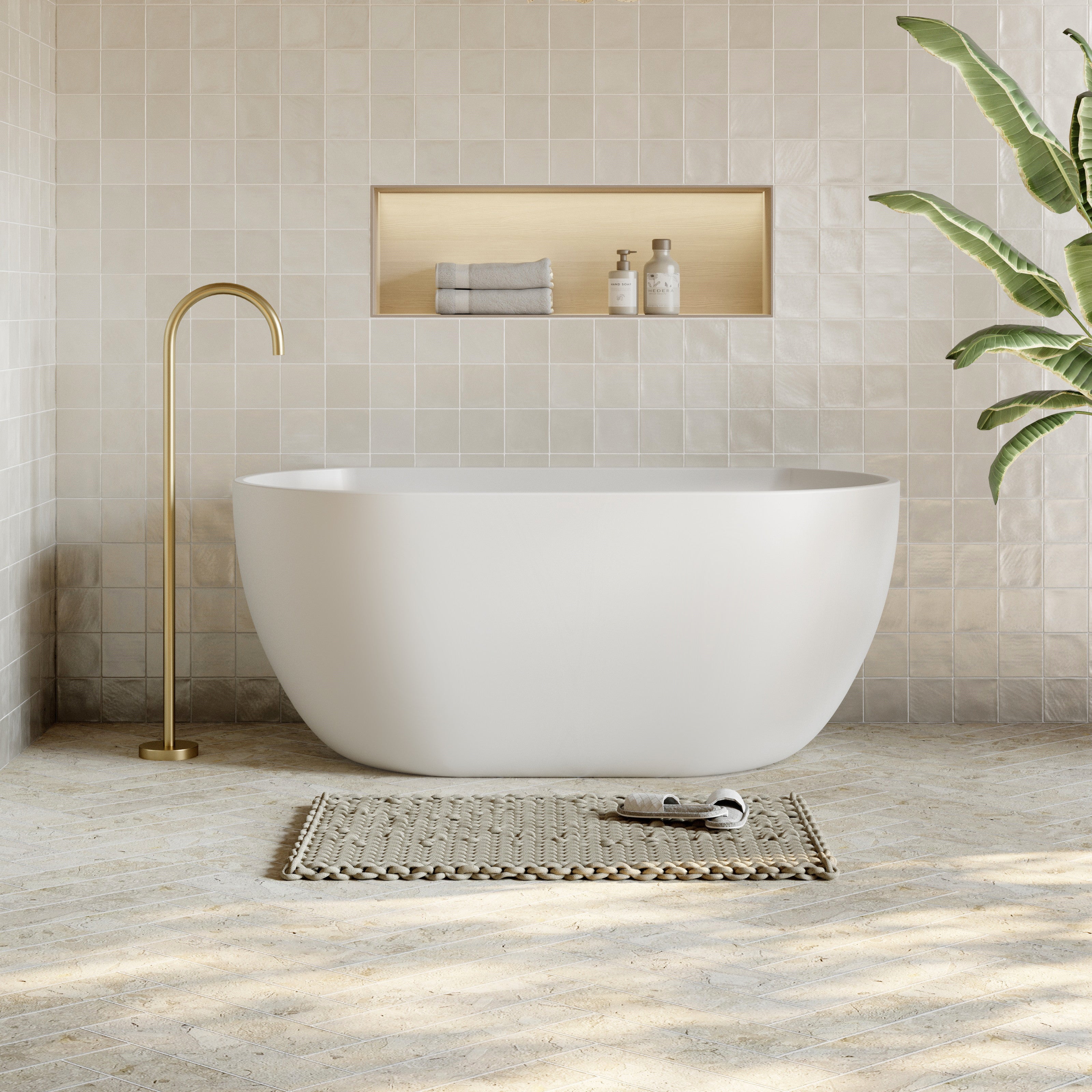Milano Oval Back To Wall Bath-Matte White
