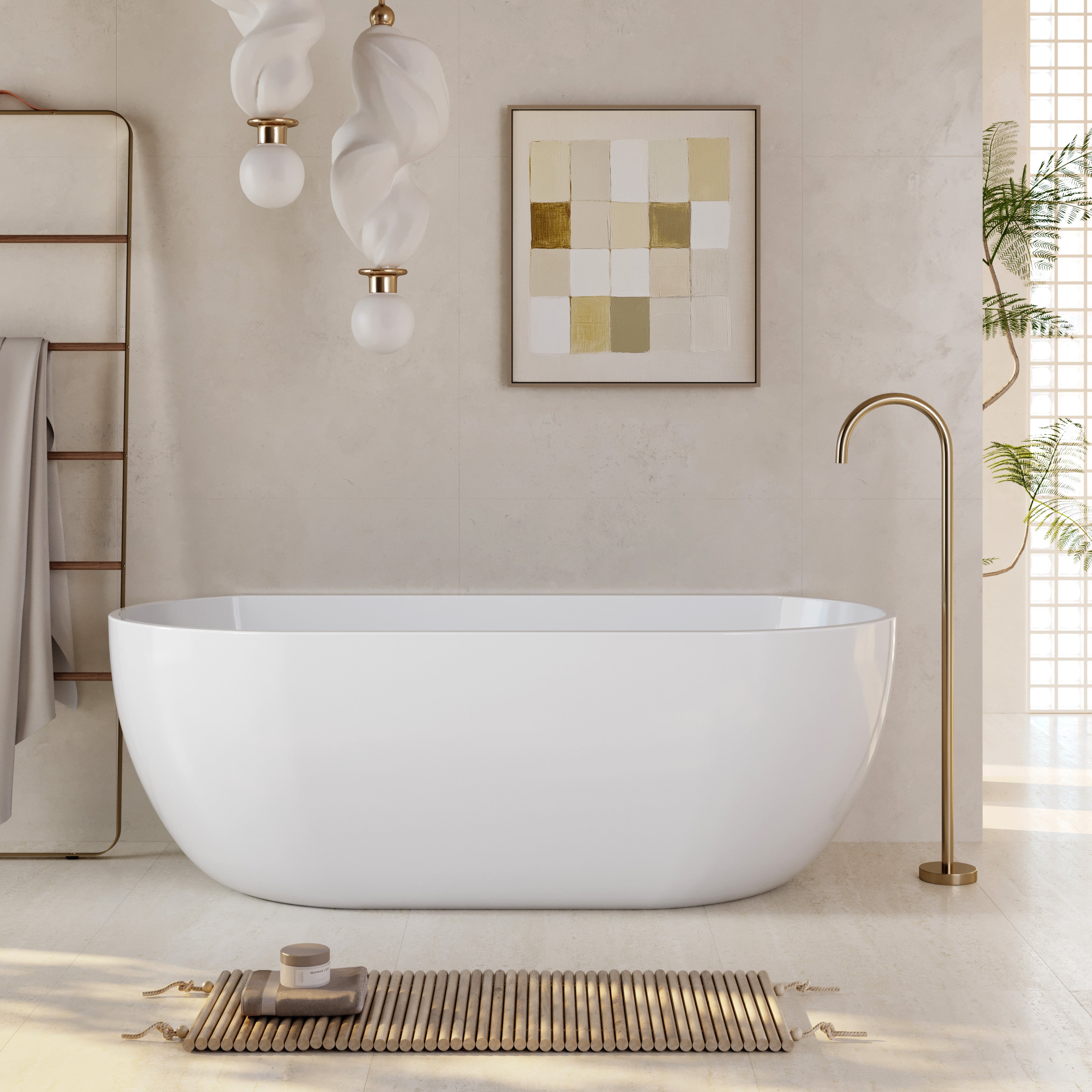 Milano Oval Back To Wall Bath Gloss White