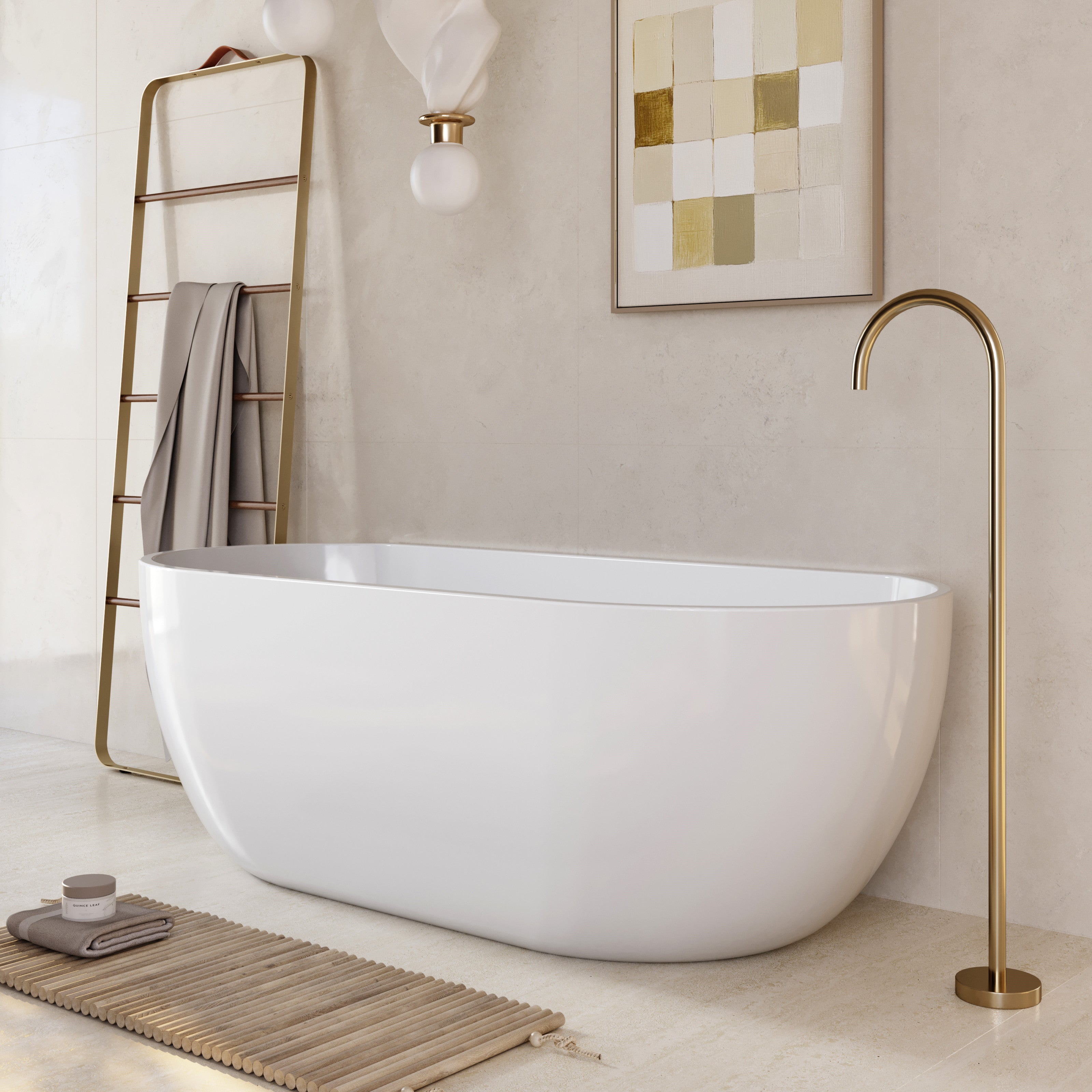 Milano Oval Back To Wall Bath Gloss White