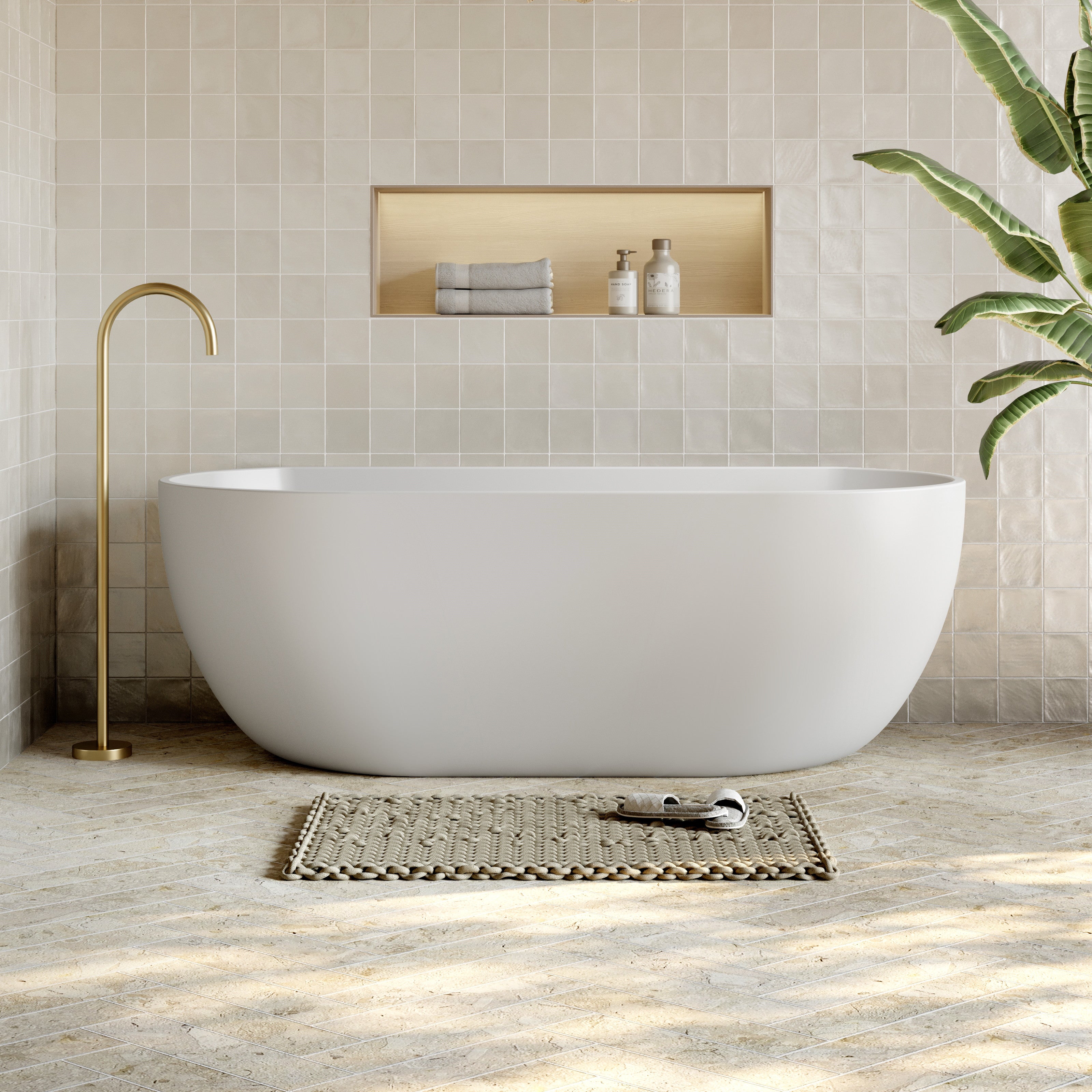 Milano Oval Back To Wall Bath-Matte White