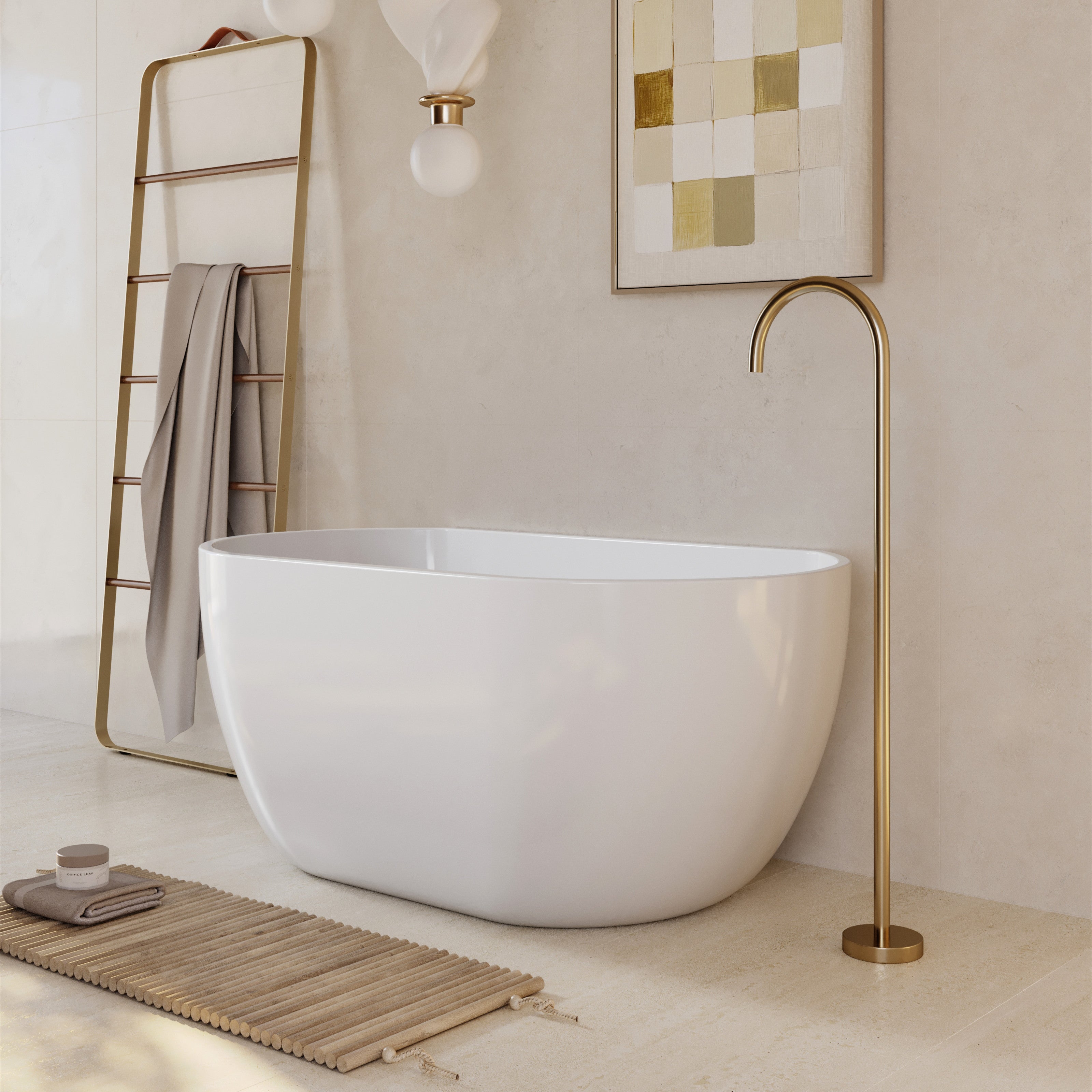 Milano Oval Back To Wall Bath Gloss White