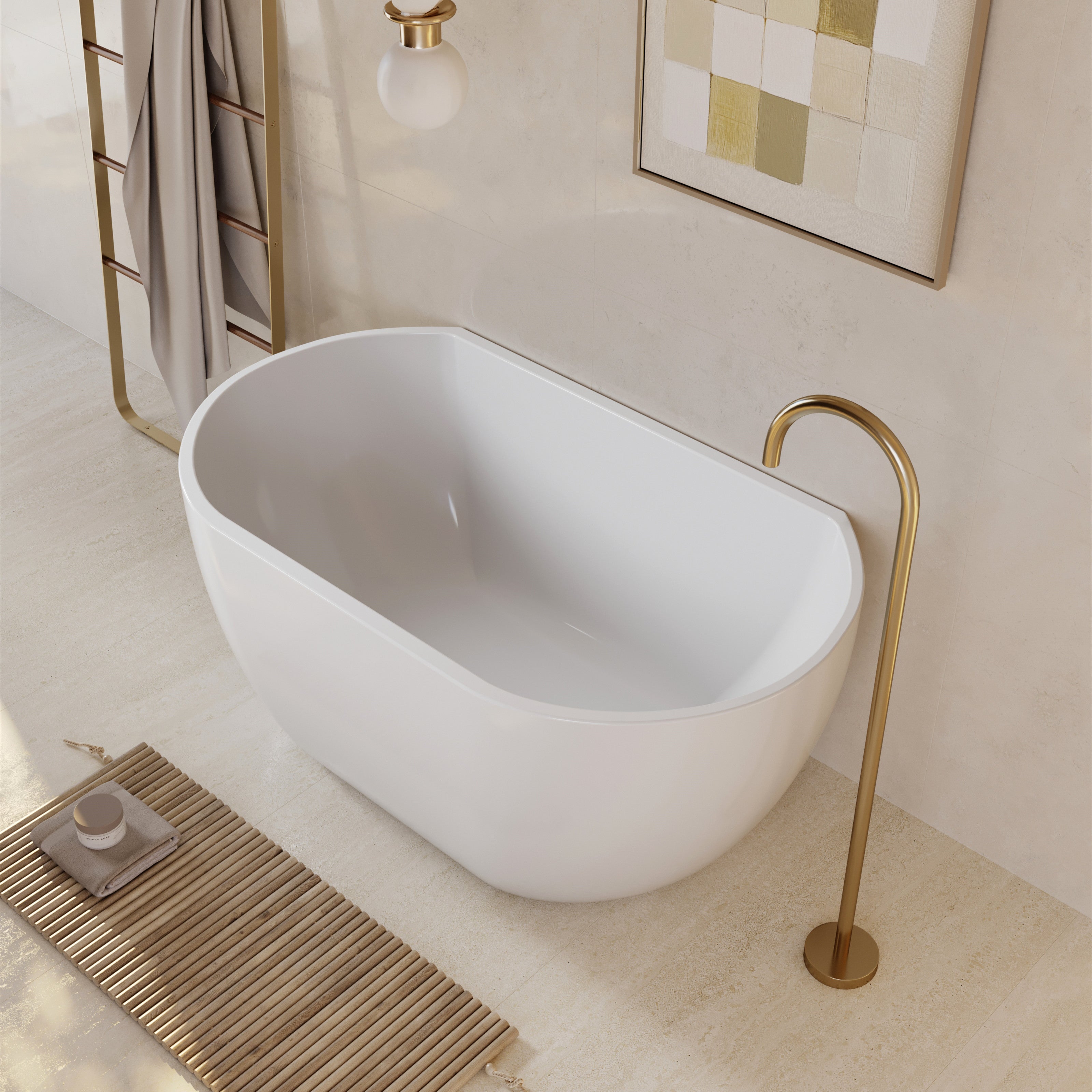 Milano Oval Back To Wall Bath Gloss White