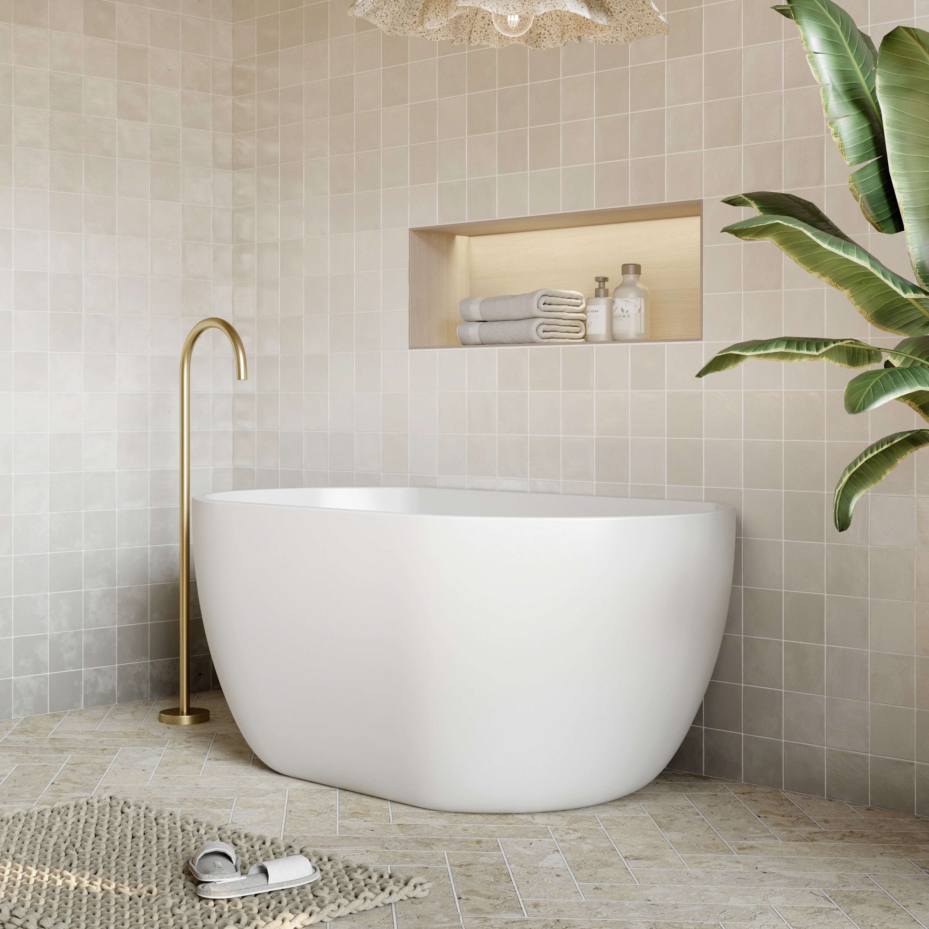 Milano Oval Back To Wall Bath-Matte White