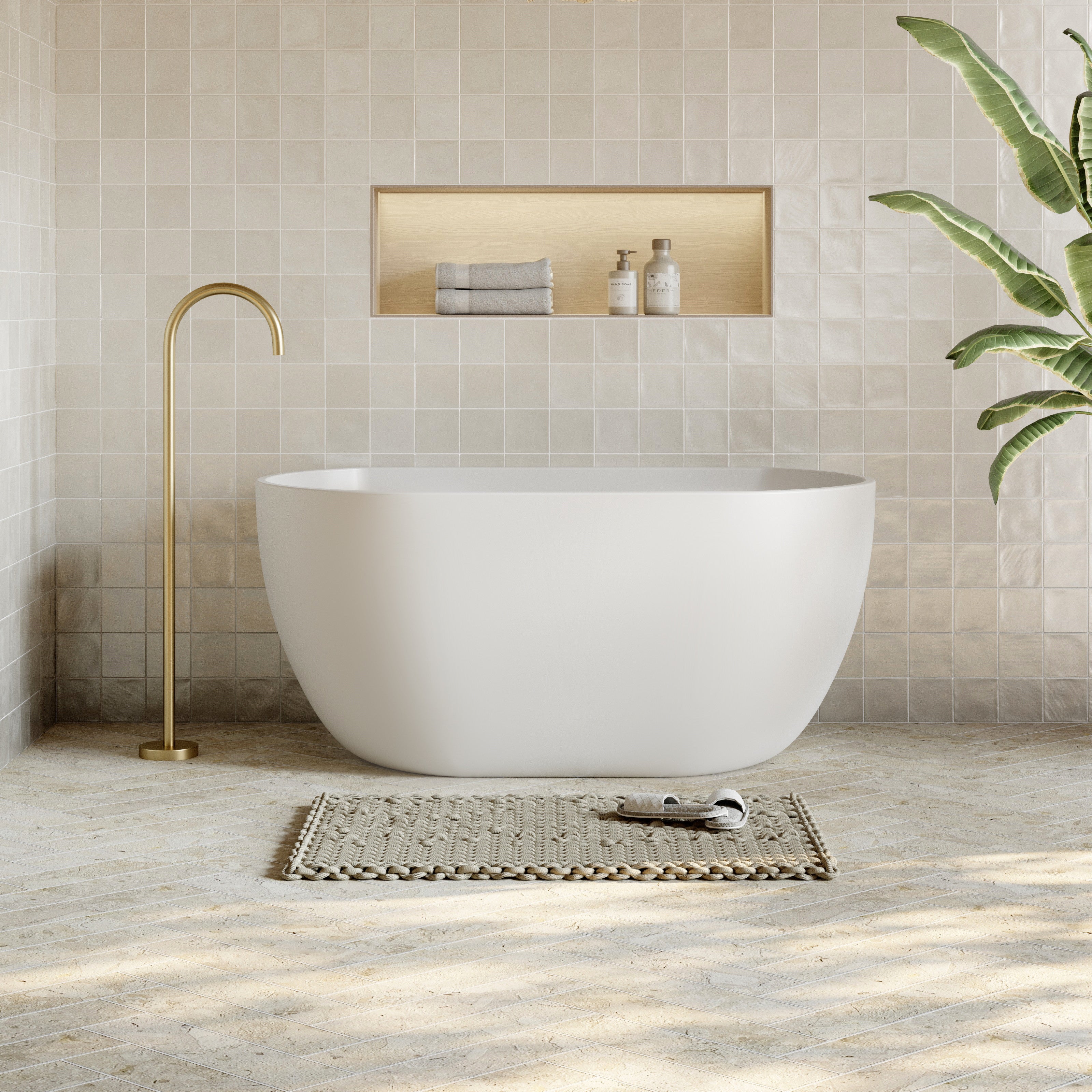 Milano Oval Back To Wall Bath-Matte White