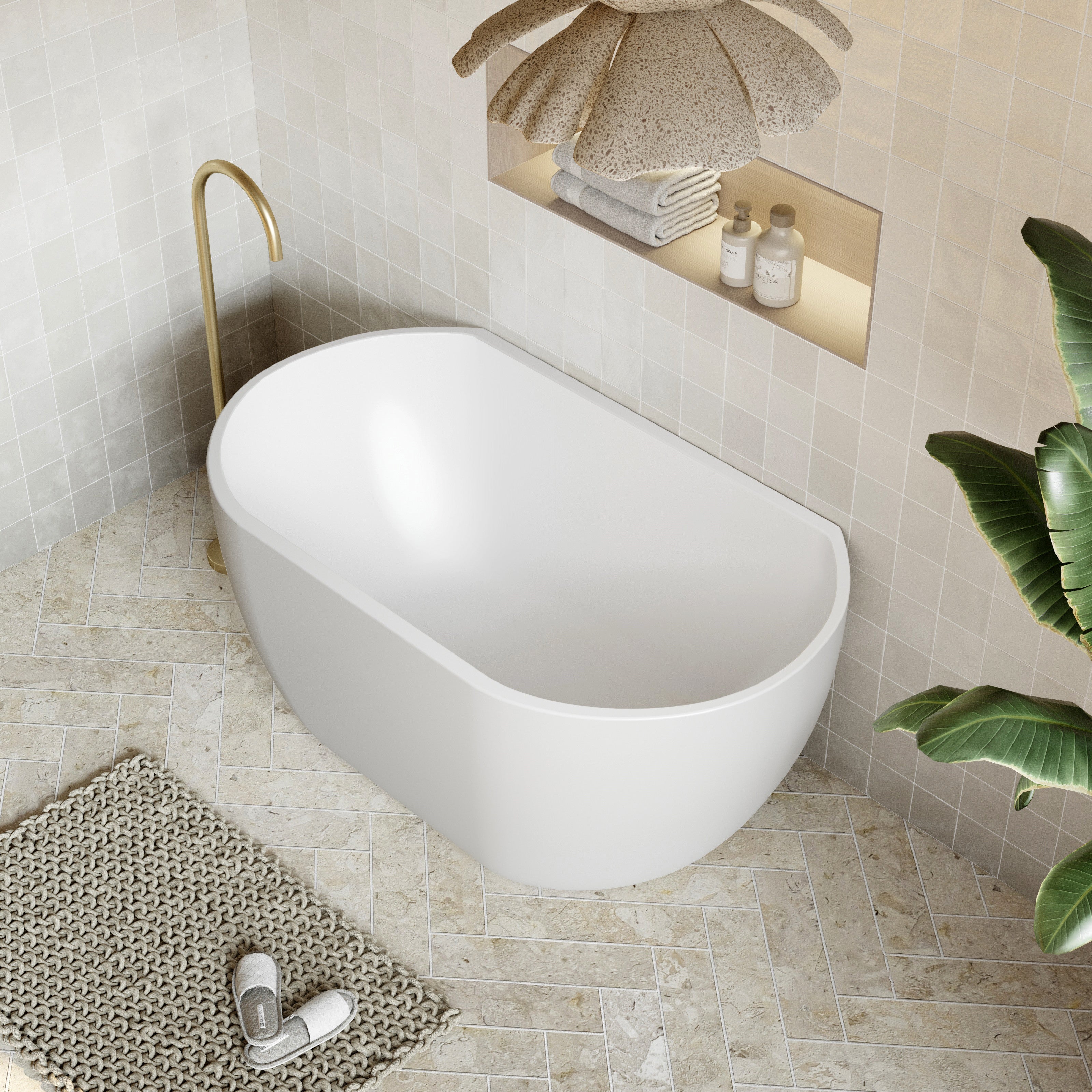 Milano Oval Back To Wall Bath-Matte White
