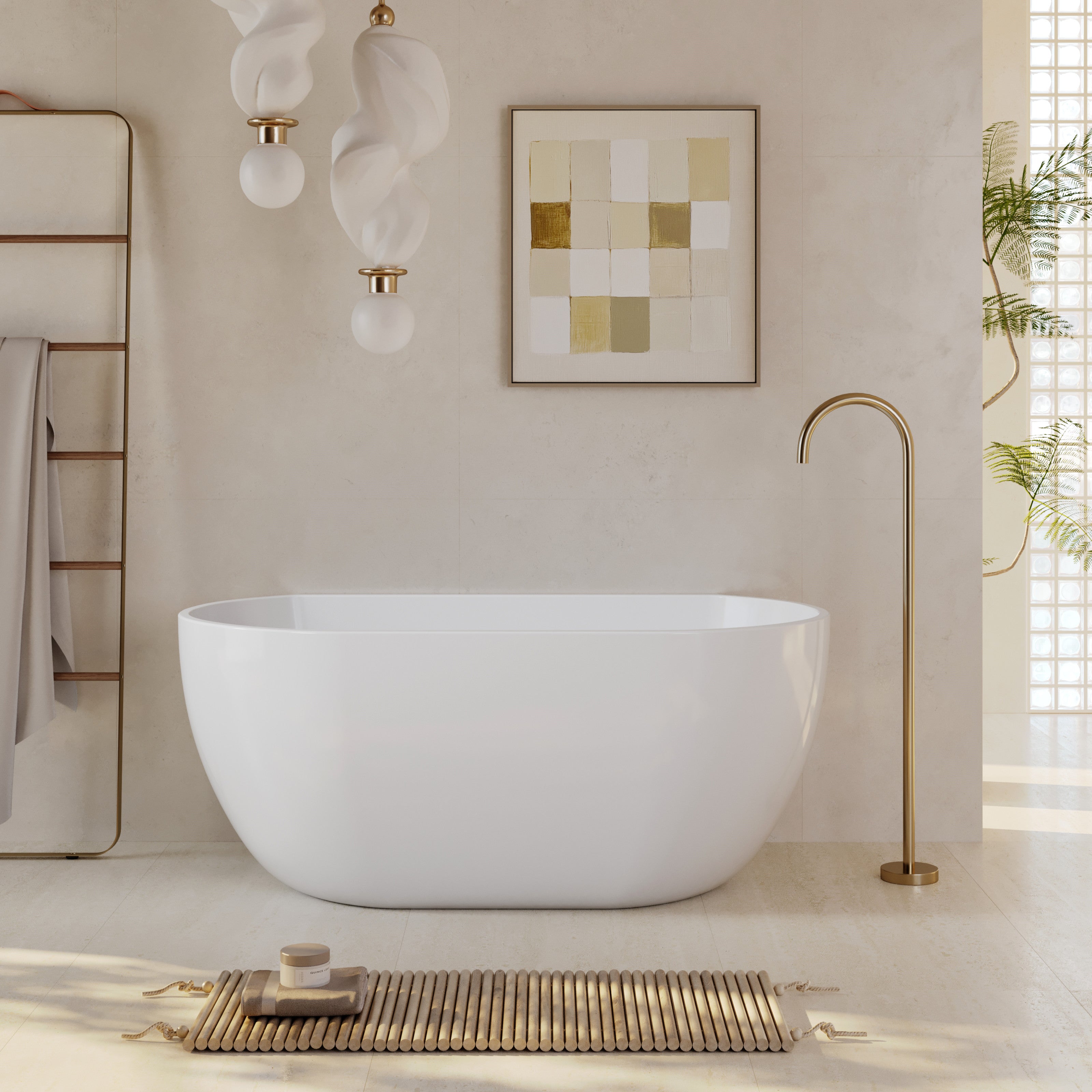 Milano Oval Back To Wall Bath Gloss White