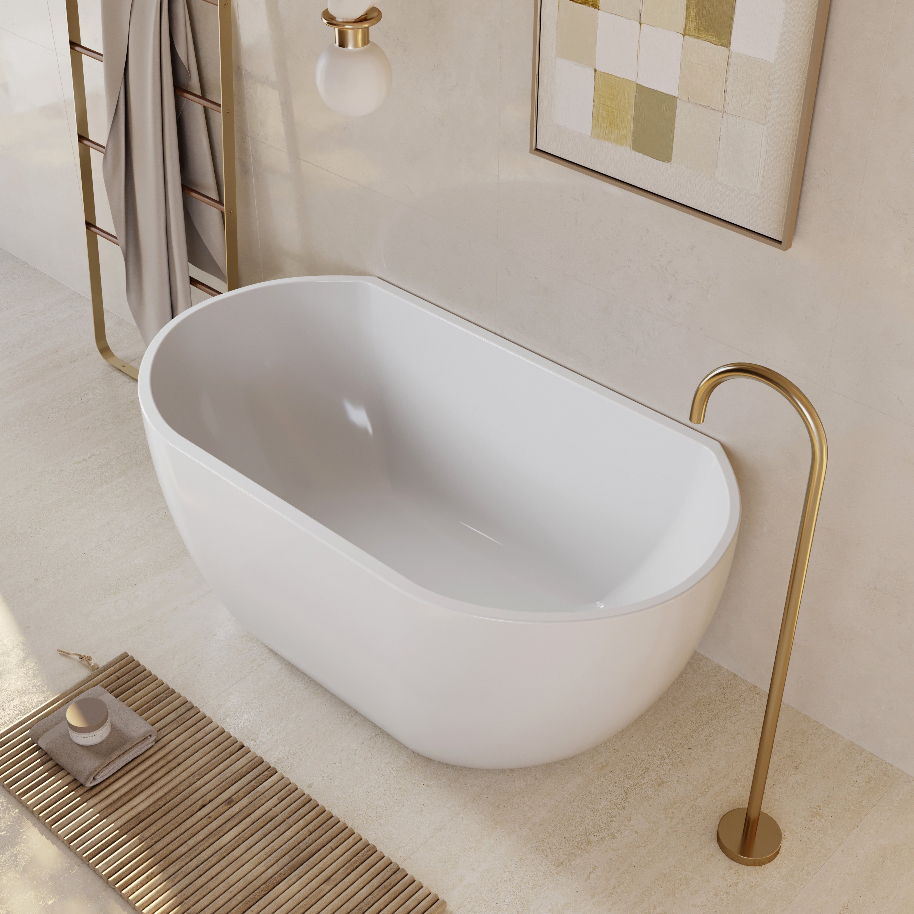 Milano Oval Back To Wall Bath Gloss White