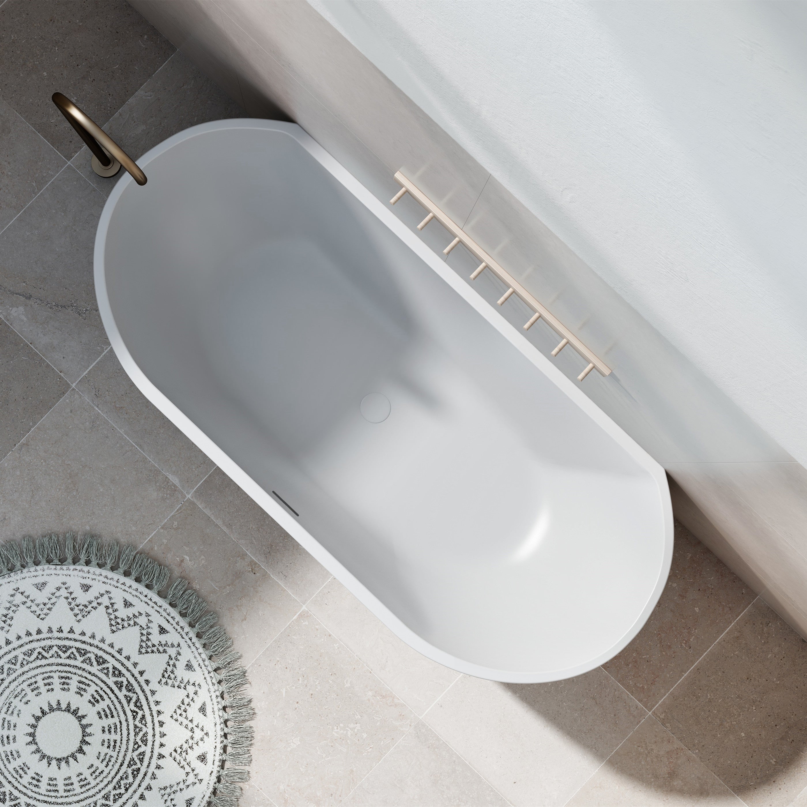 Milano Oval Back To Wall Bath-Matte White