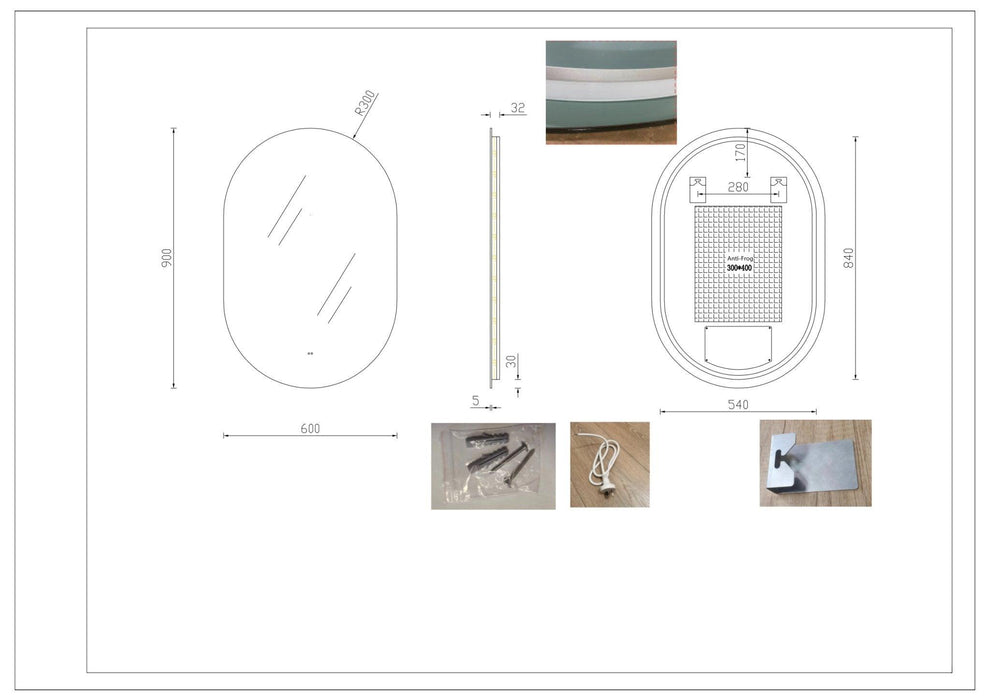 Milano Pill 600x900mm Frameless LED Mirror - Ideal Bathroom CentrePI6090LED