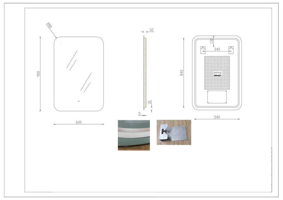 Milano Rectangular 600x900mm Frameless LED Mirror - Ideal Bathroom CentreRE6090LED