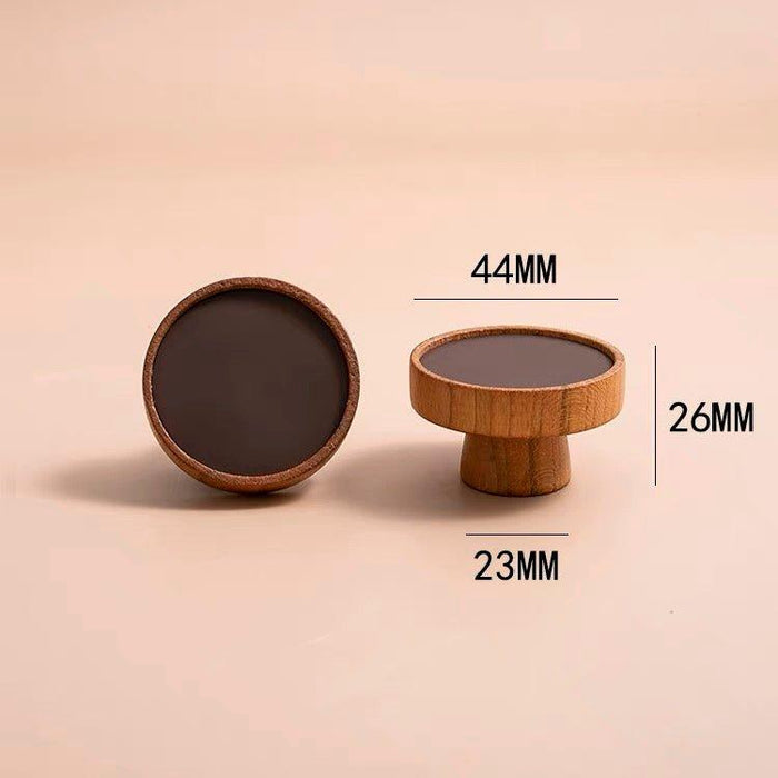 Milano Round Cherrywood with Brown Leather Knob Handle - Ideal Bathroom CentreCH - RN2828 - CHERRYWOOD - BROWN