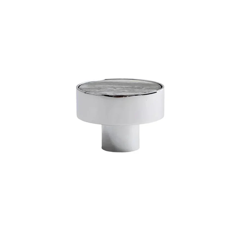 Milano Round Marble Look Knob Handle - Chrome - Ideal Bathroom CentreCH - MAR3232CH