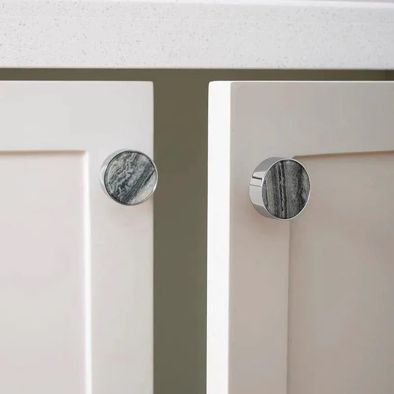 Milano Round Marble Look Knob Handle - Chrome - Ideal Bathroom CentreCH - MAR3232CH