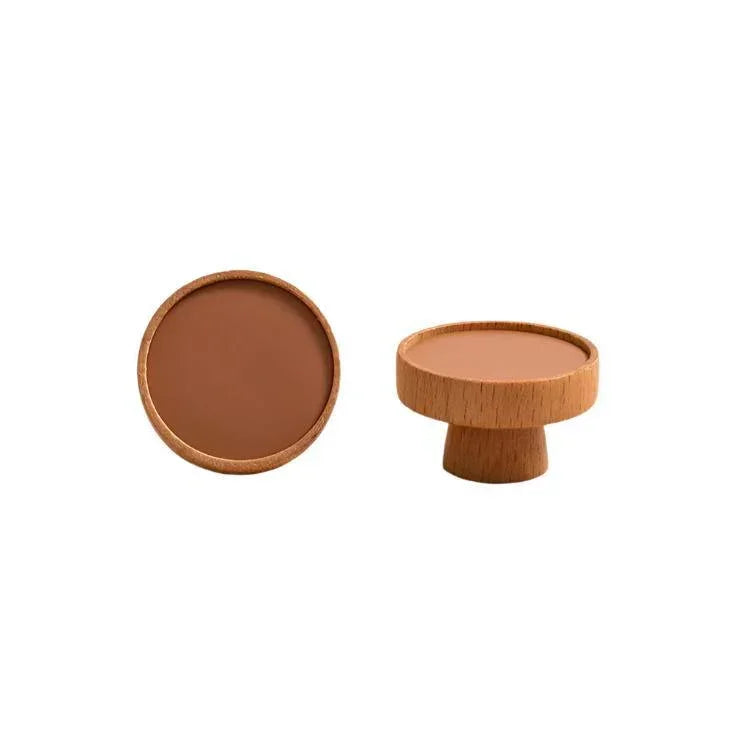 Milano Round Natural Oak with Orange Leather Knob Handle - Ideal Bathroom CentreCH - RN2828 - OAK - ORANGE