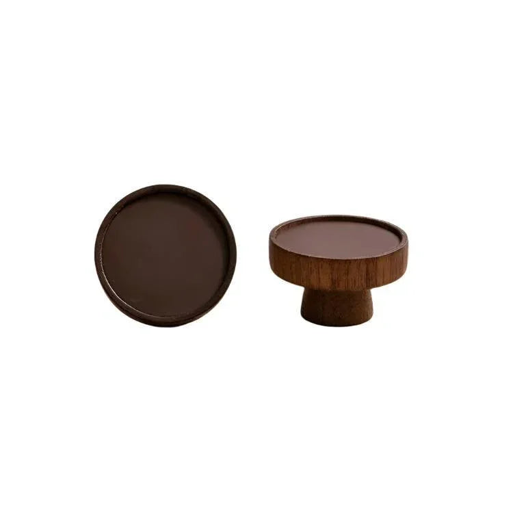 Milano Round Walnut with Brown Leather Knob Handle - Ideal Bathroom CentreCH - RN2828 - WALNUT - BROWN
