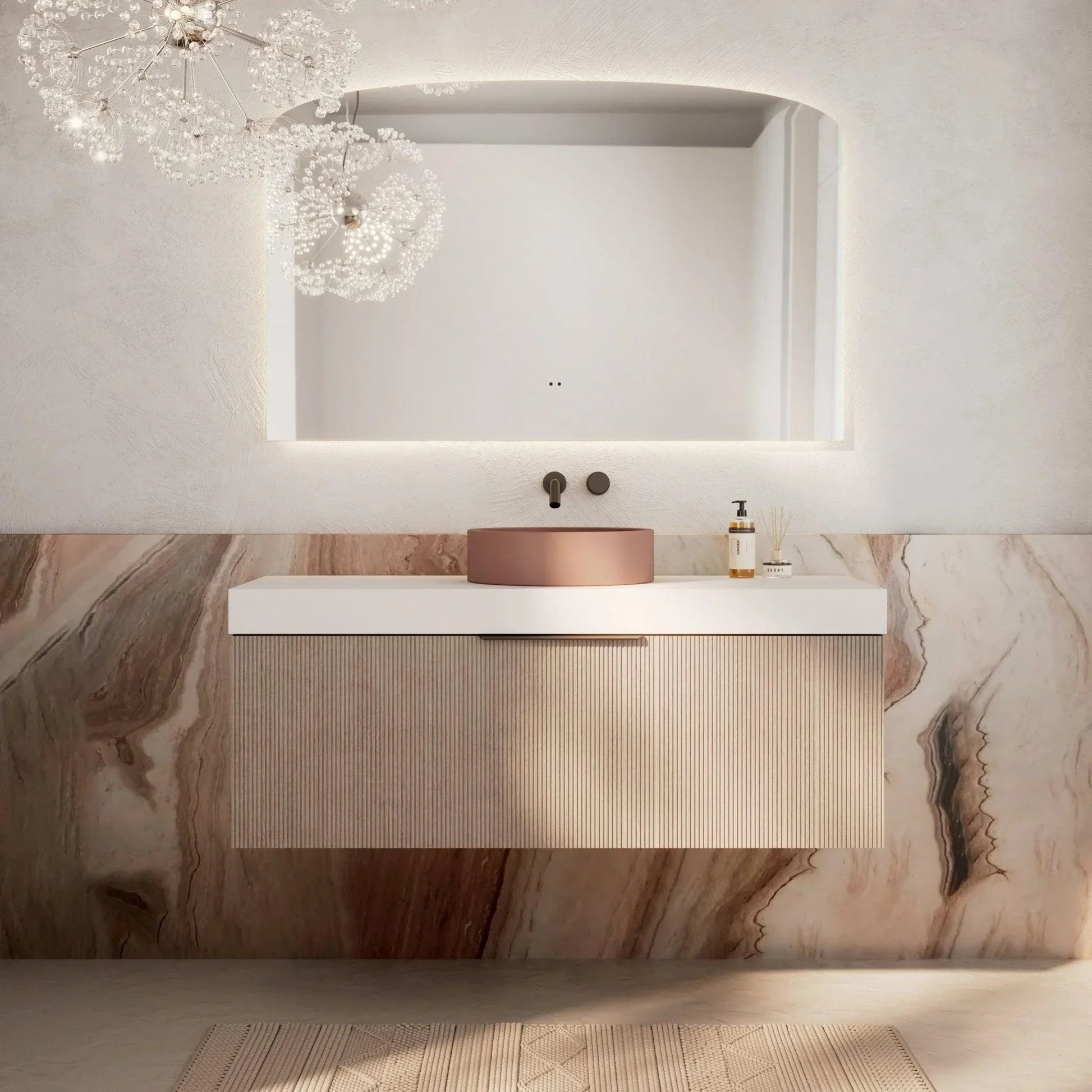 Milano Sicily 1200mm V - Groove Wall Hung Vanity - Pink Washed - Ideal Bathroom CentreSI1200WO