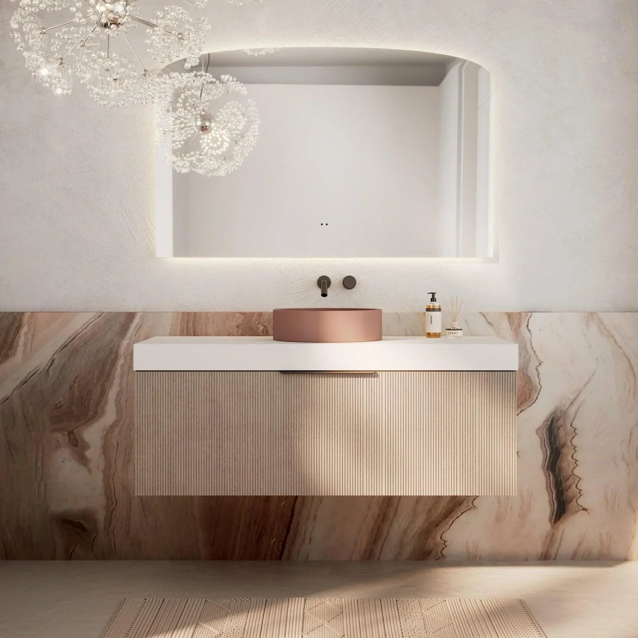Milano Sicily 1200mm V - Groove Wall Hung Vanity - Pink Washed - Ideal Bathroom CentreSI1200WO
