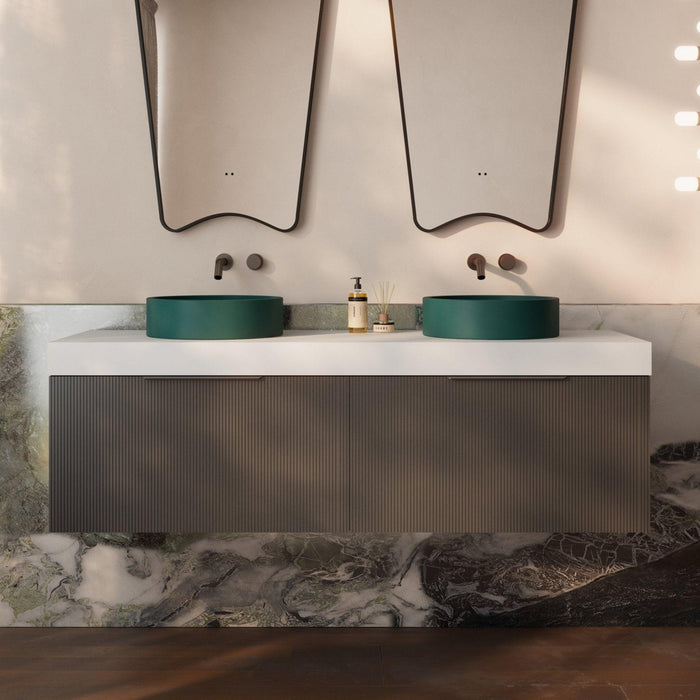 Milano Sicily 1500mm V - Groove Wall Hung Vanity - Empire Black - Ideal Bathroom CentreSI1500EO