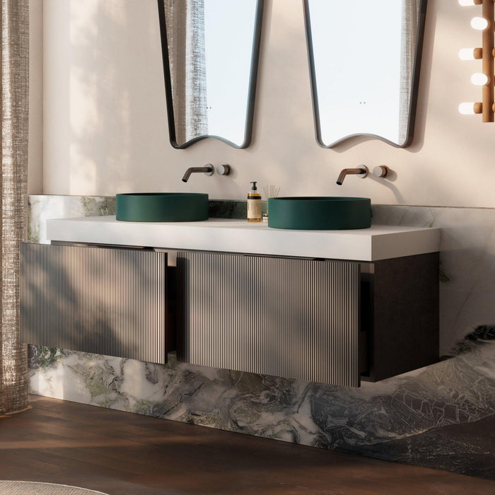 Milano Sicily 1500mm V - Groove Wall Hung Vanity - Empire Black - Ideal Bathroom CentreSI1500EO