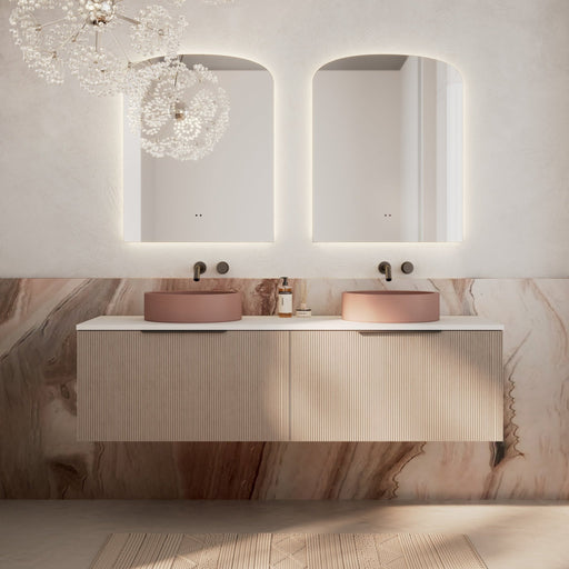 Milano Sicily 1500mm V - Groove Wall Hung Vanity - Pink Washed - Ideal Bathroom CentreSI1500WO