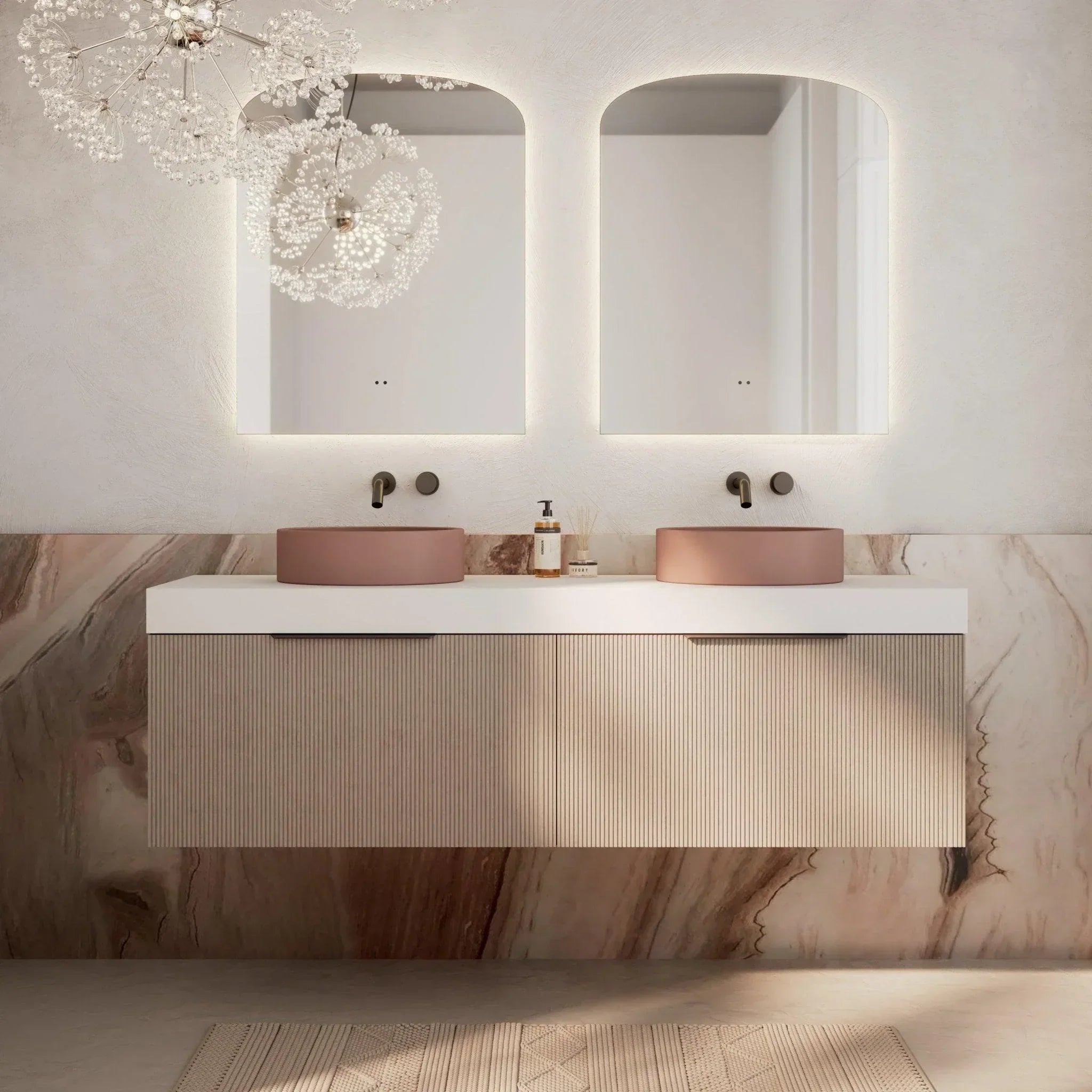 Milano Sicily 1500mm V - Groove Wall Hung Vanity - Pink Washed - Ideal Bathroom CentreSI1500WO