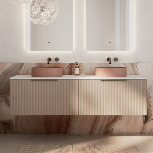 Milano Sicily 1500mm V - Groove Wall Hung Vanity - Pink Washed - Ideal Bathroom CentreSI1500WO