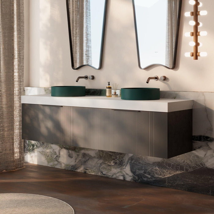 Milano Sicily 1800mm V - Groove Wall Hung Vanity - Empire Black - Ideal Bathroom CentreSI1800EO