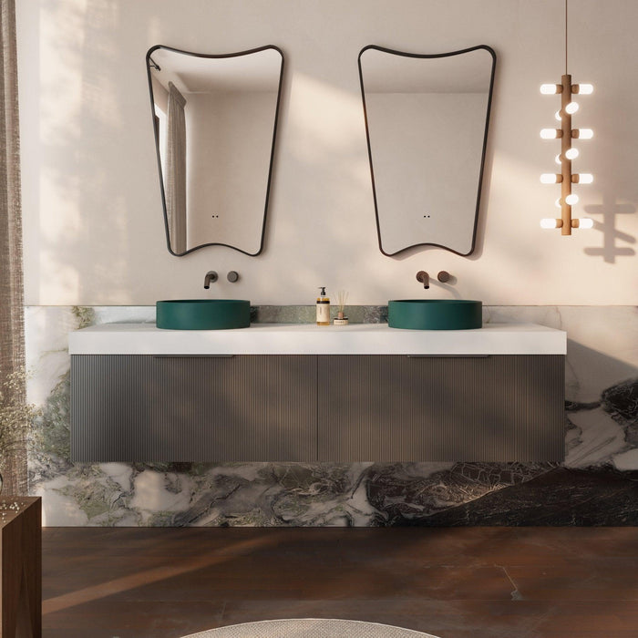 Milano Sicily 1800mm V - Groove Wall Hung Vanity - Empire Black - Ideal Bathroom CentreSI1800EO