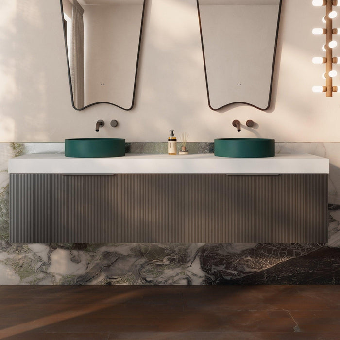 Milano Sicily 1800mm V - Groove Wall Hung Vanity - Empire Black - Ideal Bathroom CentreSI1800EO