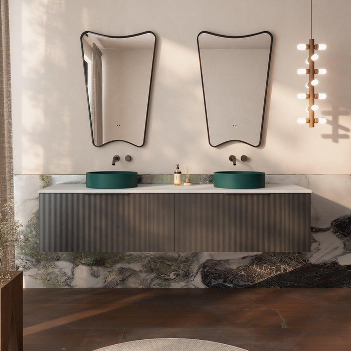 Milano Sicily 1800mm V - Groove Wall Hung Vanity - Empire Black - Ideal Bathroom CentreSI1800EO