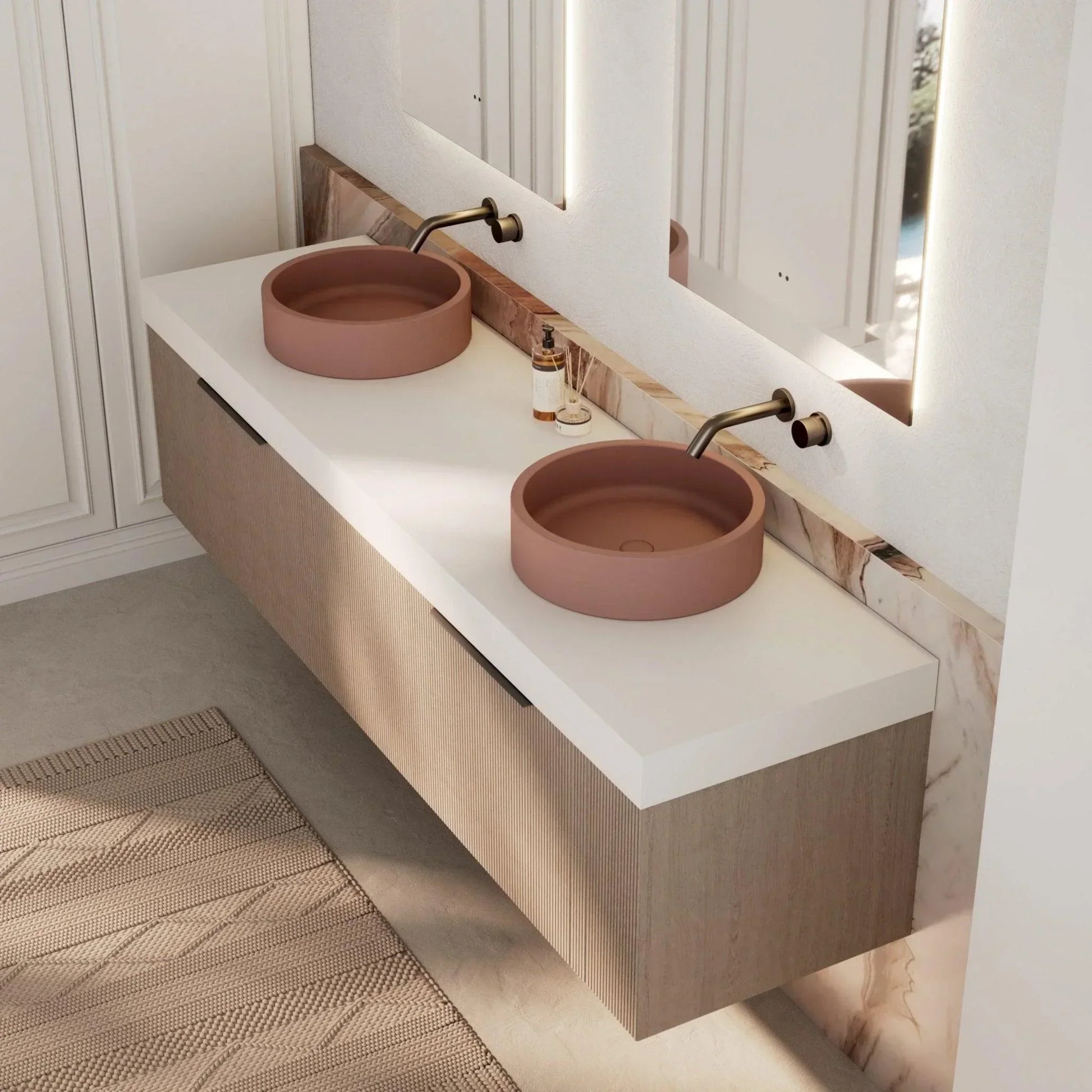 Milano Sicily 1800mm V - Groove Wall Hung Vanity - Pink Wash - Ideal Bathroom CentreSI1800WO